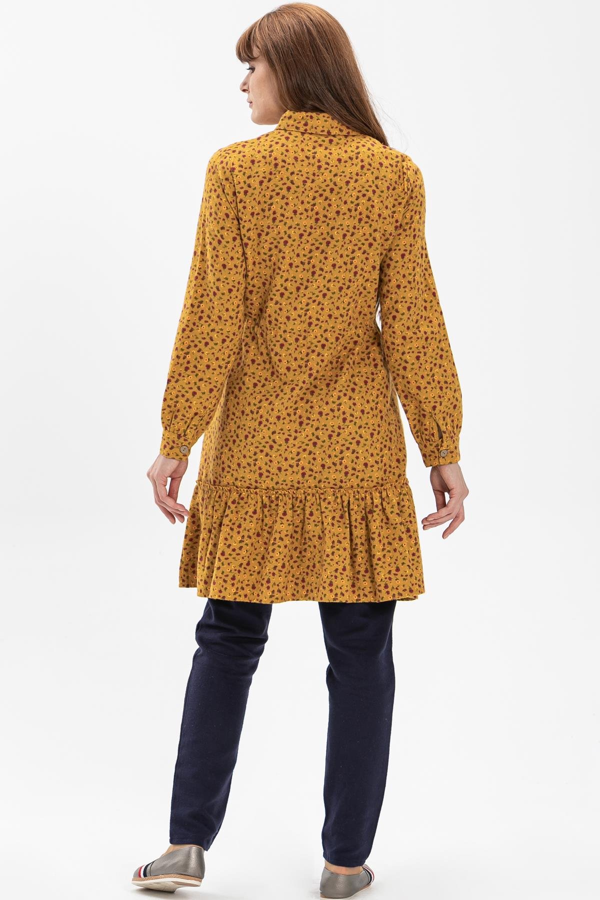 Toptan Gülçin Pazen Tunik Çıtır Desen Hardal