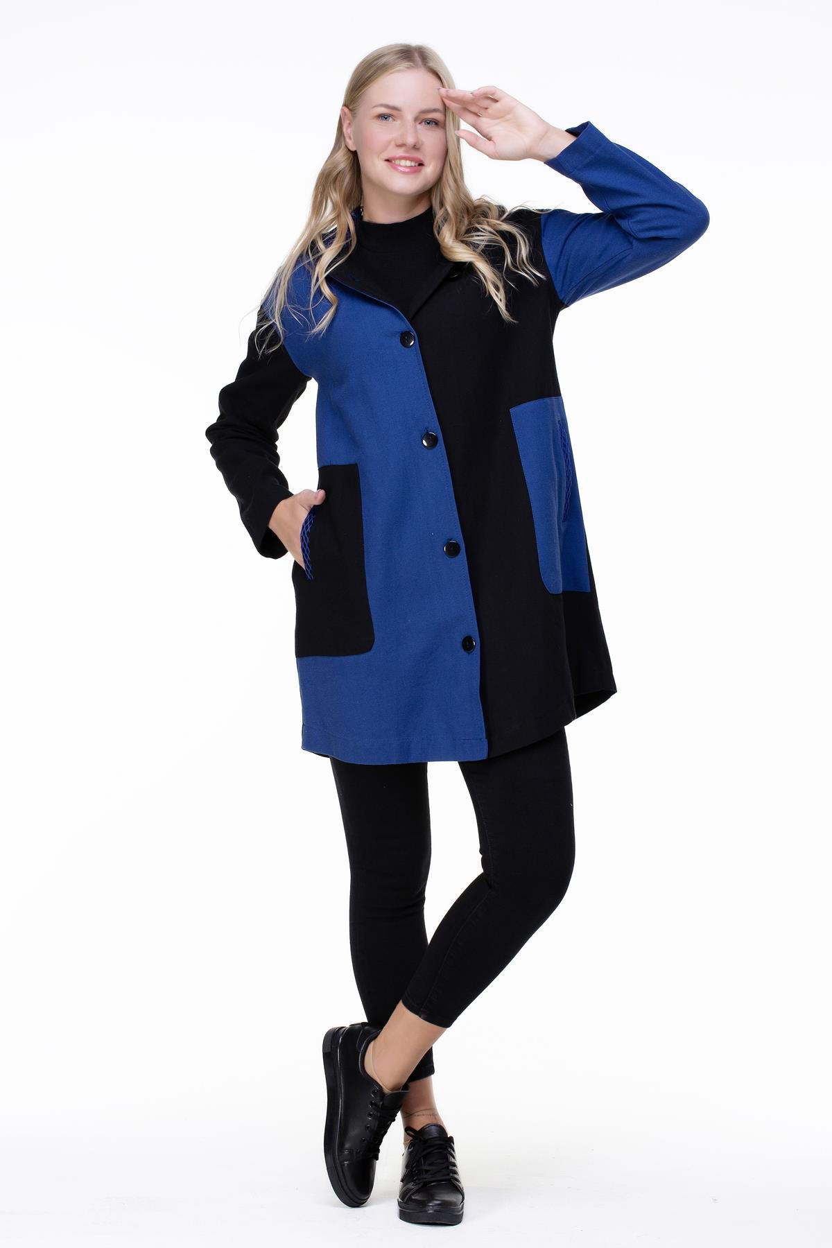 Toptan Hayal Baskılı Pazen Ceket Saks