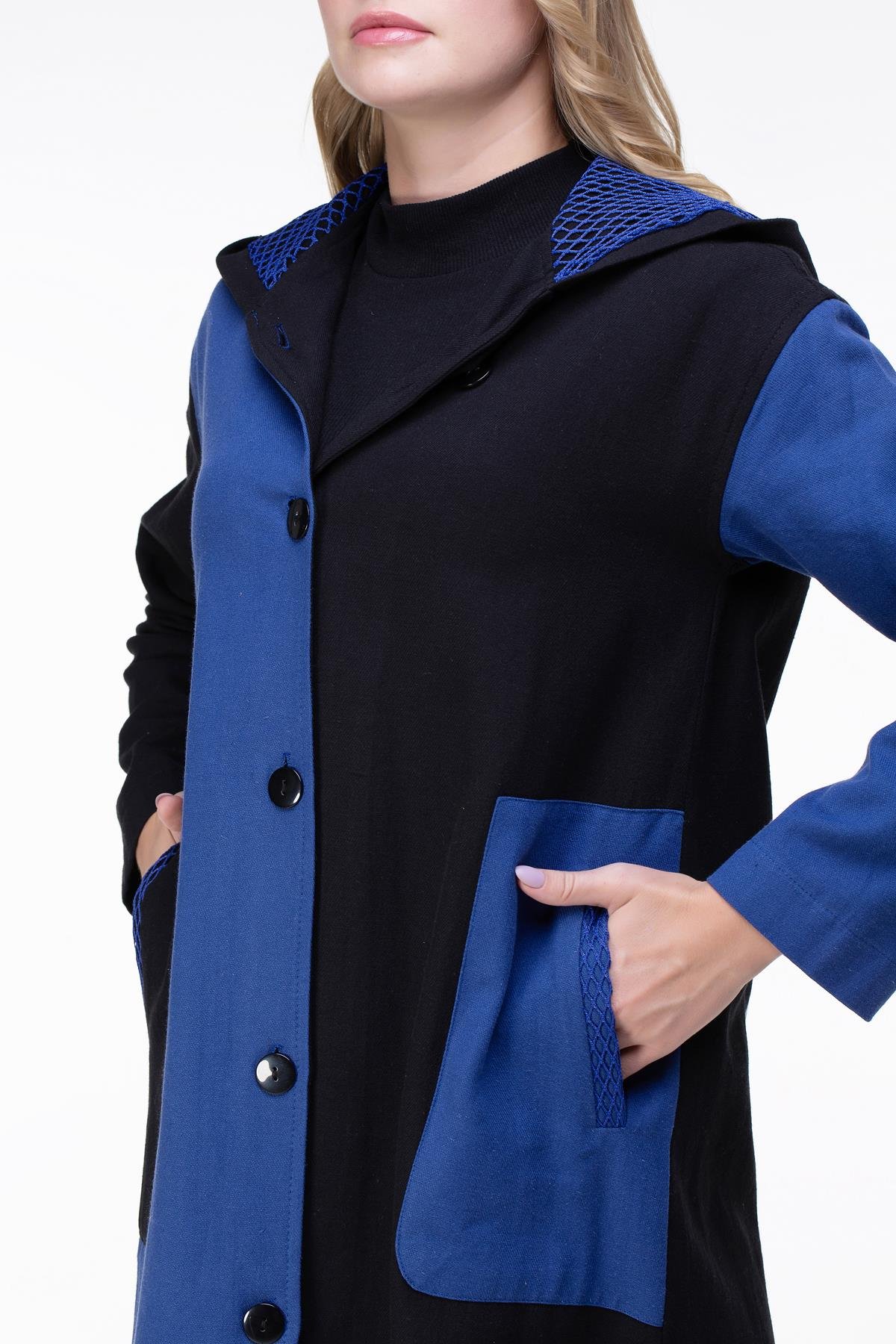 Toptan Hayal Baskılı Pazen Ceket Saks