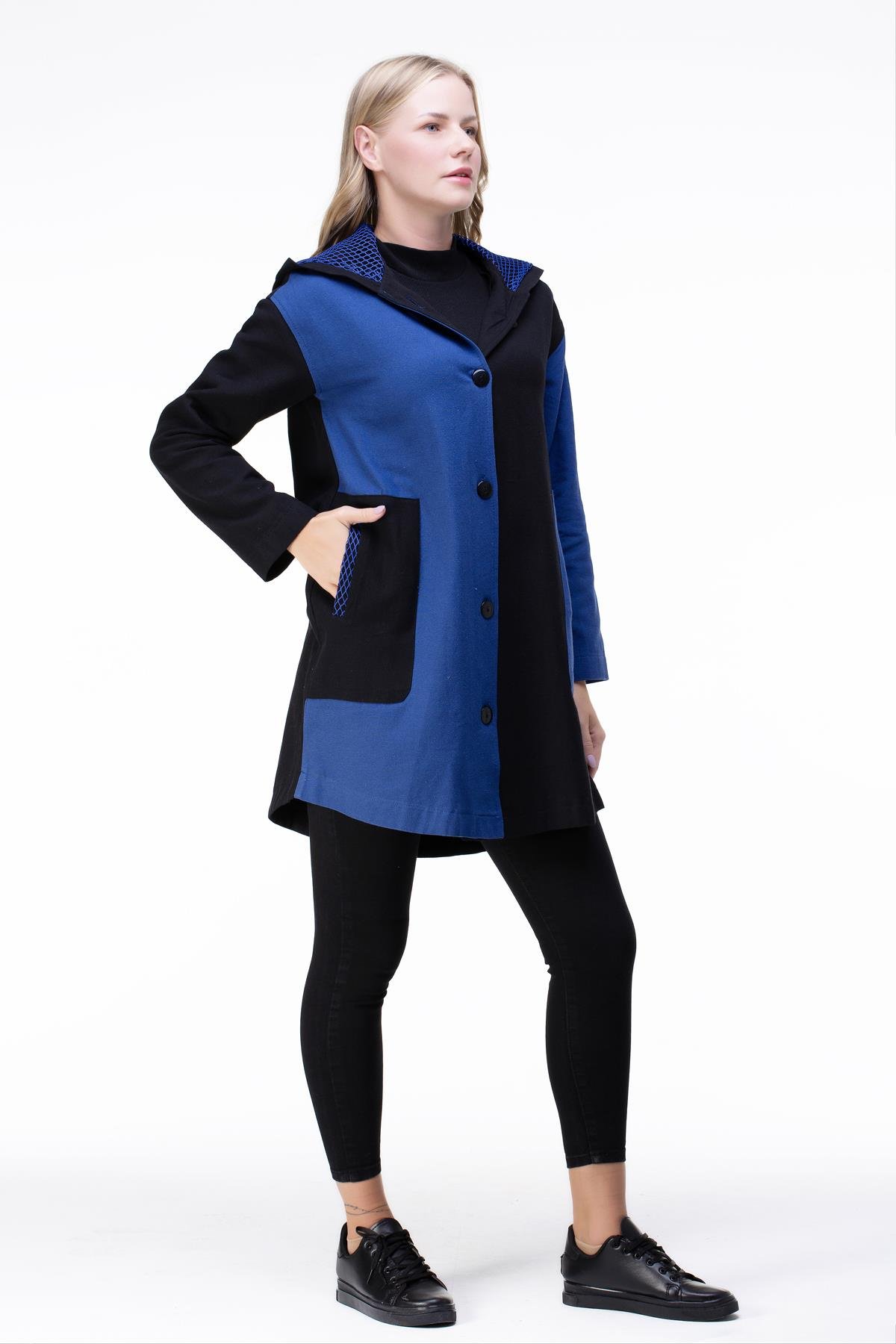 Toptan Hayal Baskılı Pazen Ceket Saks