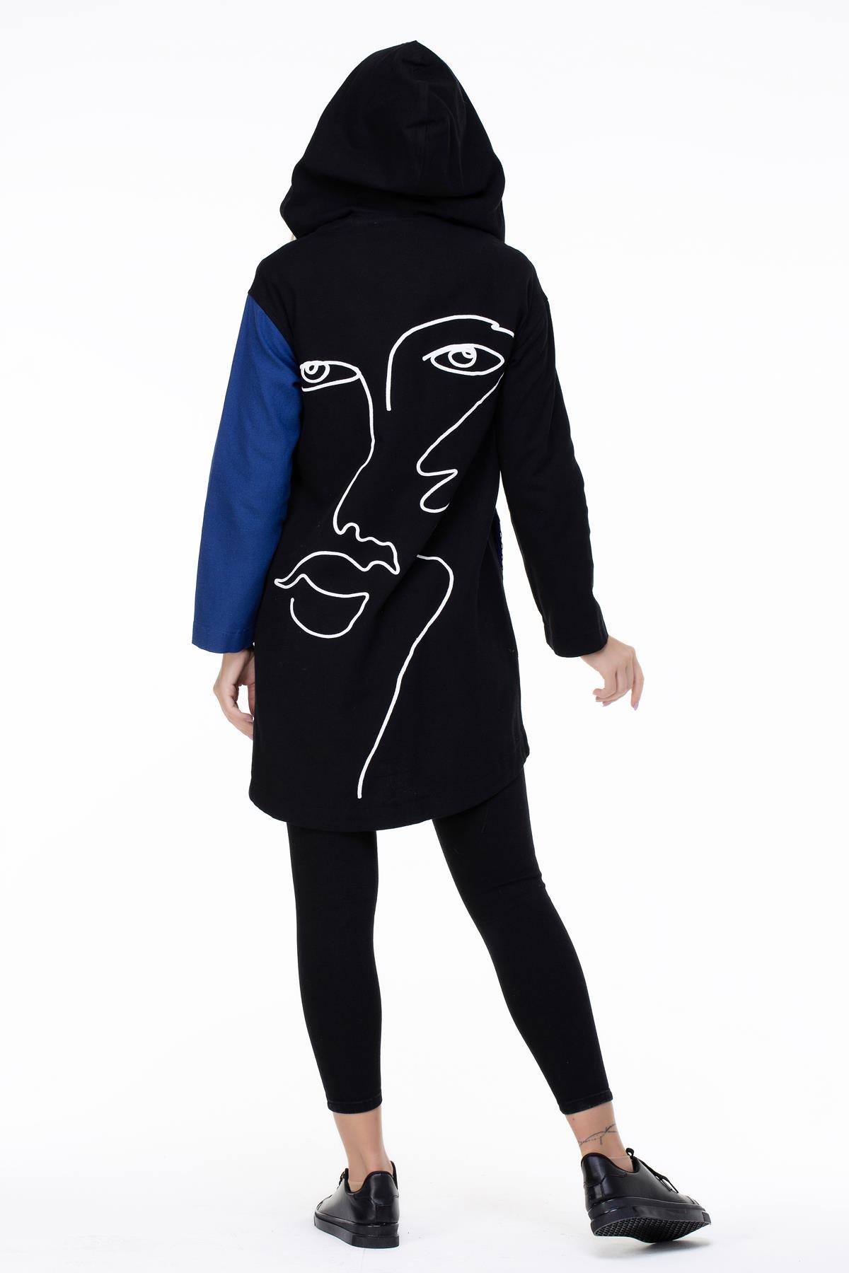 Toptan Hayal Baskılı Pazen Ceket Saks