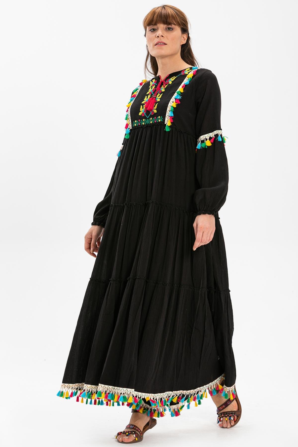 Toptan İffet Şile Bezi Elbise Siyah