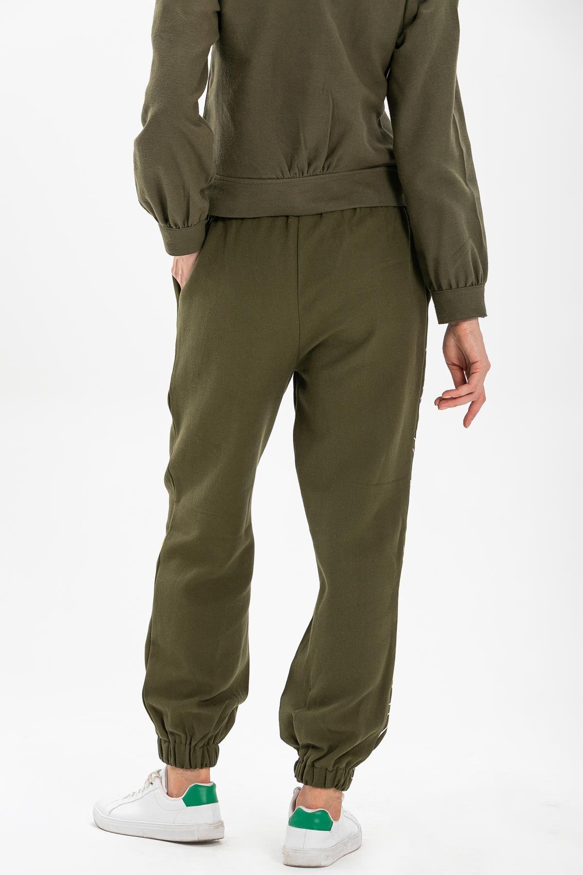 Toptan İrem Baskılı Pazen Pantolon Haki