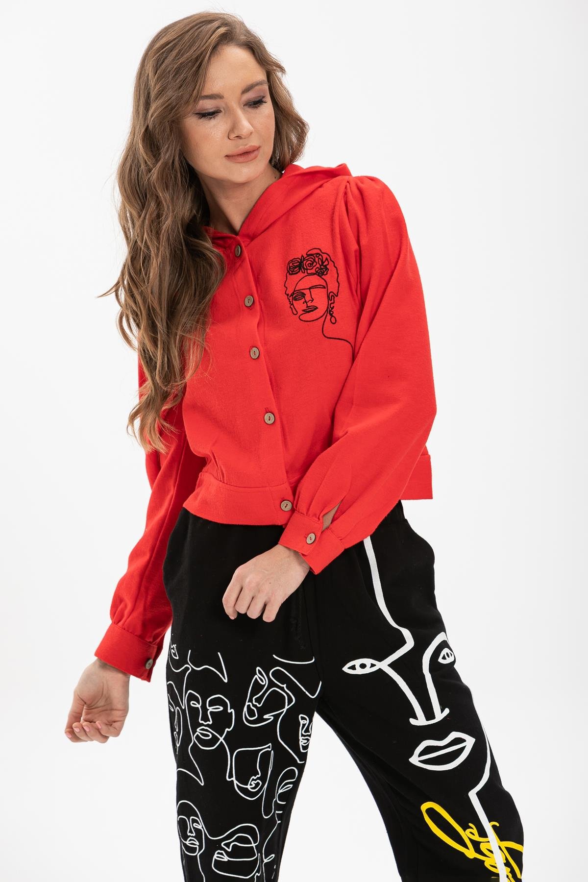 Toptan İrem Baskılı Pazen Pantolon Siyah