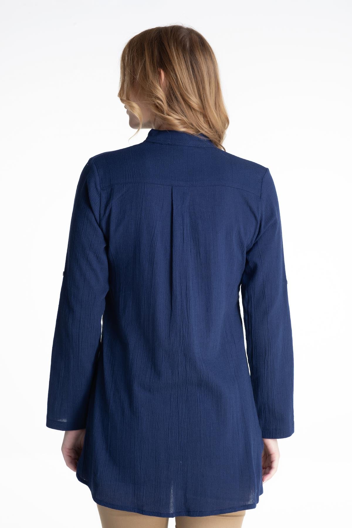 Toptan Kadın Şile Bezi Hakim Yaka Tunik Mor