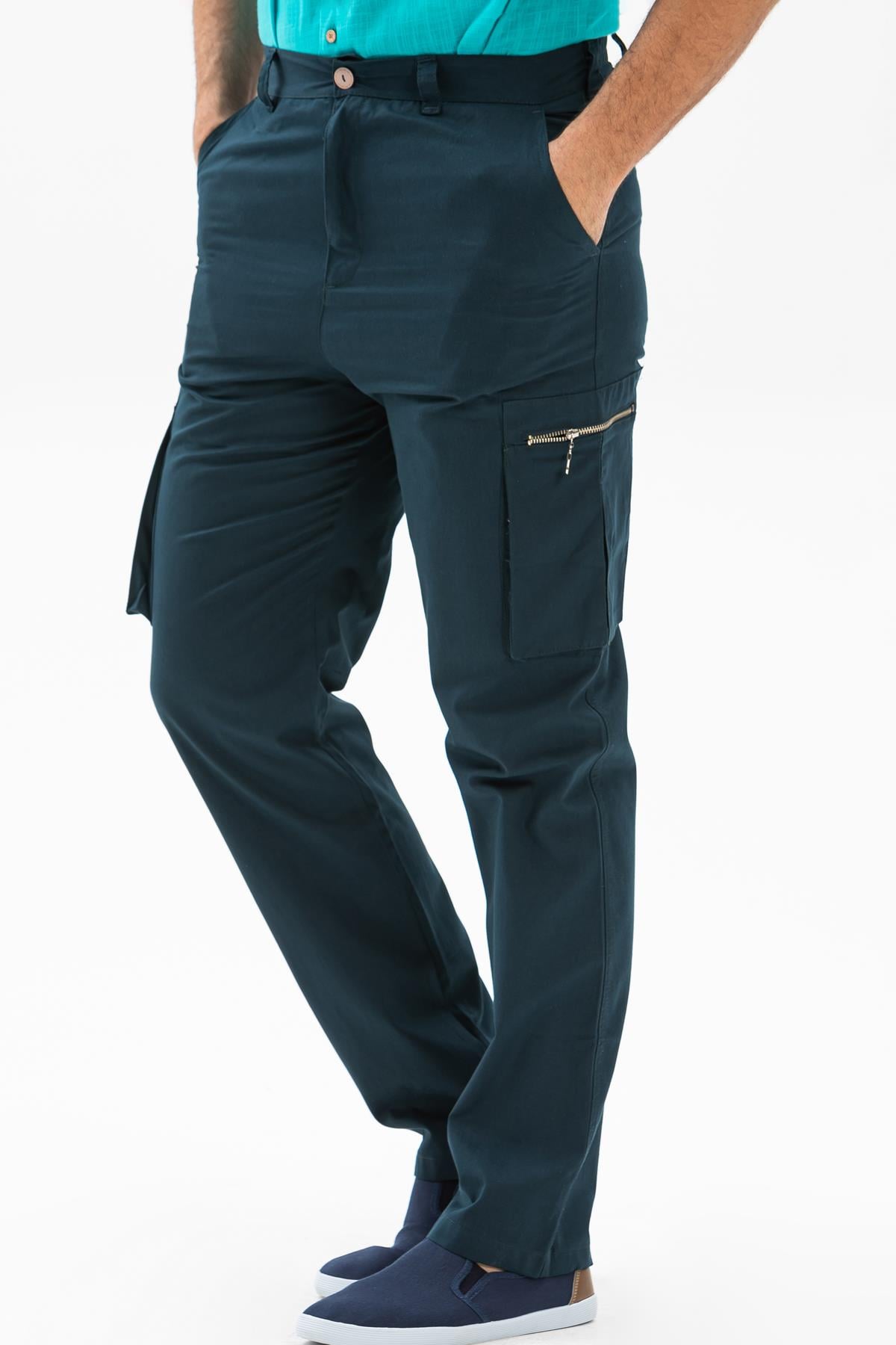 Toptan Kargo Cepli Gabardin Pantolon Petrol
