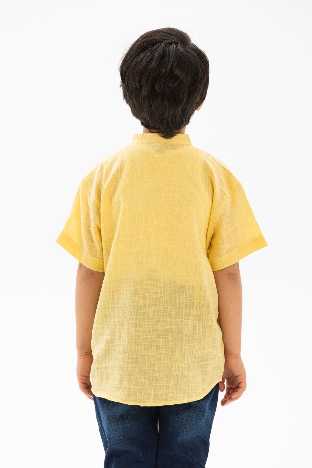 Toptan Kısa Kol Şile Bezi Bodrum Erkek Çocuk Tshirt Sarı
