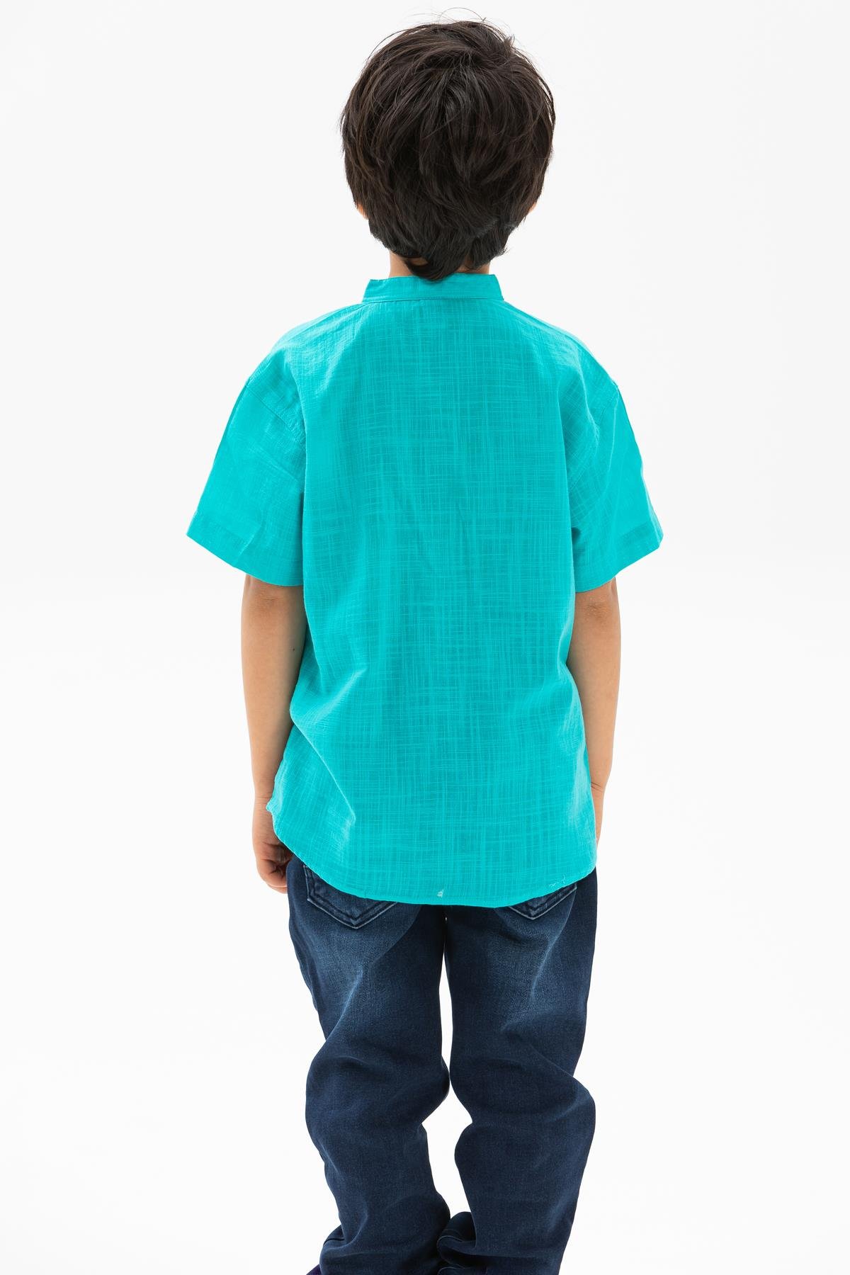 Toptan Kısa Kol Şile Bezi Bodrum Erkek Çocuk Tshirt Turkuaz