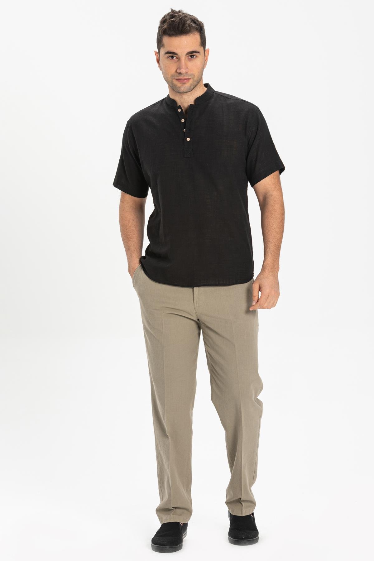 Toptan Kısa Kol Şile Bezi Bodrum T-Shirt Siyah