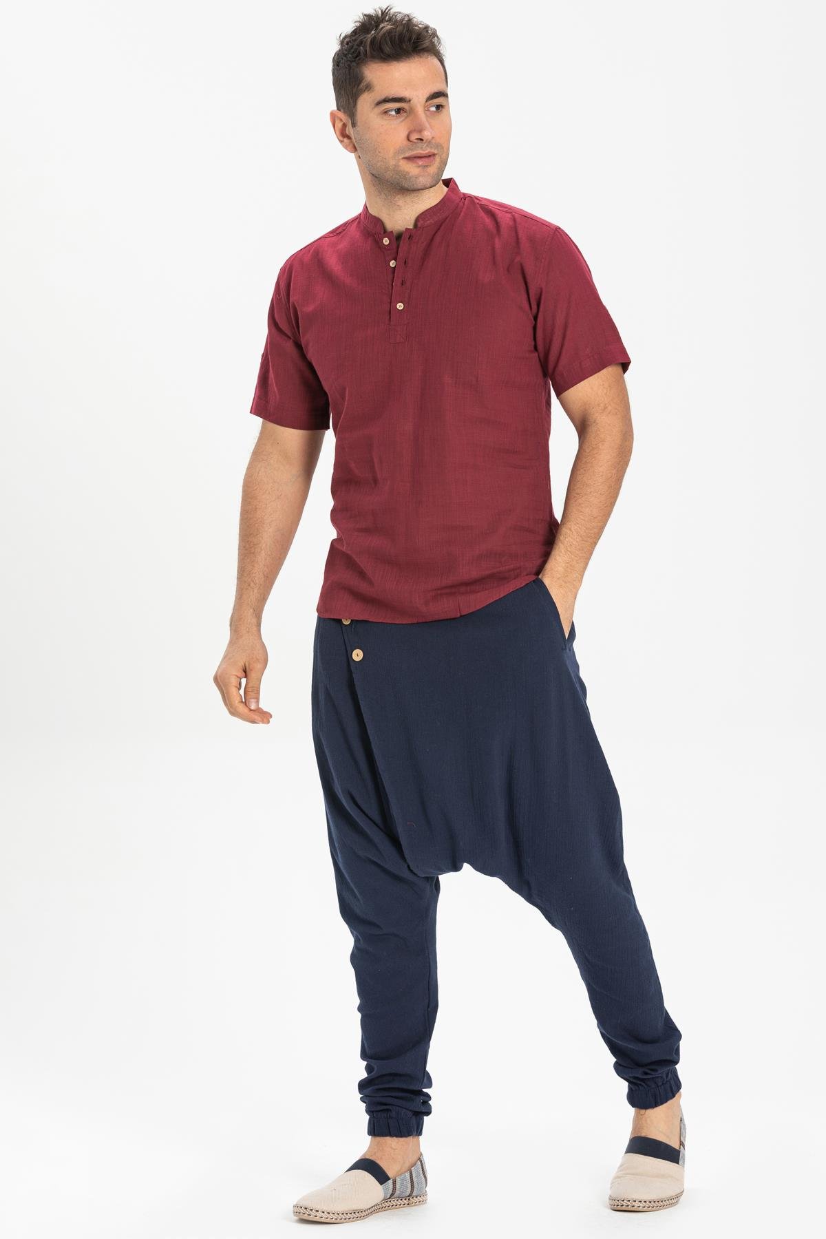 Toptan Kısa Kol Şile Bezi Bodrum T-Shirt Koyu Bordo