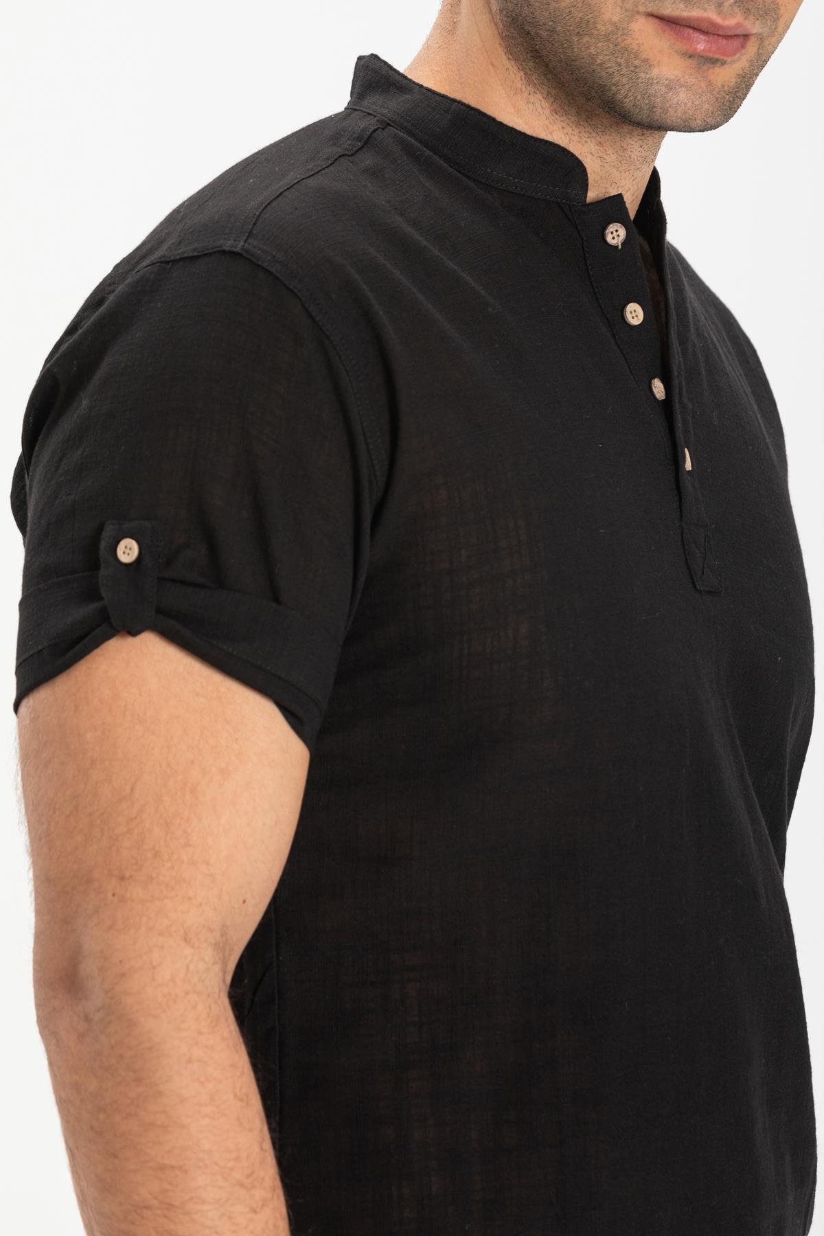 Toptan Kısa Kol Şile Bezi Bodrum T-Shirt Siyah