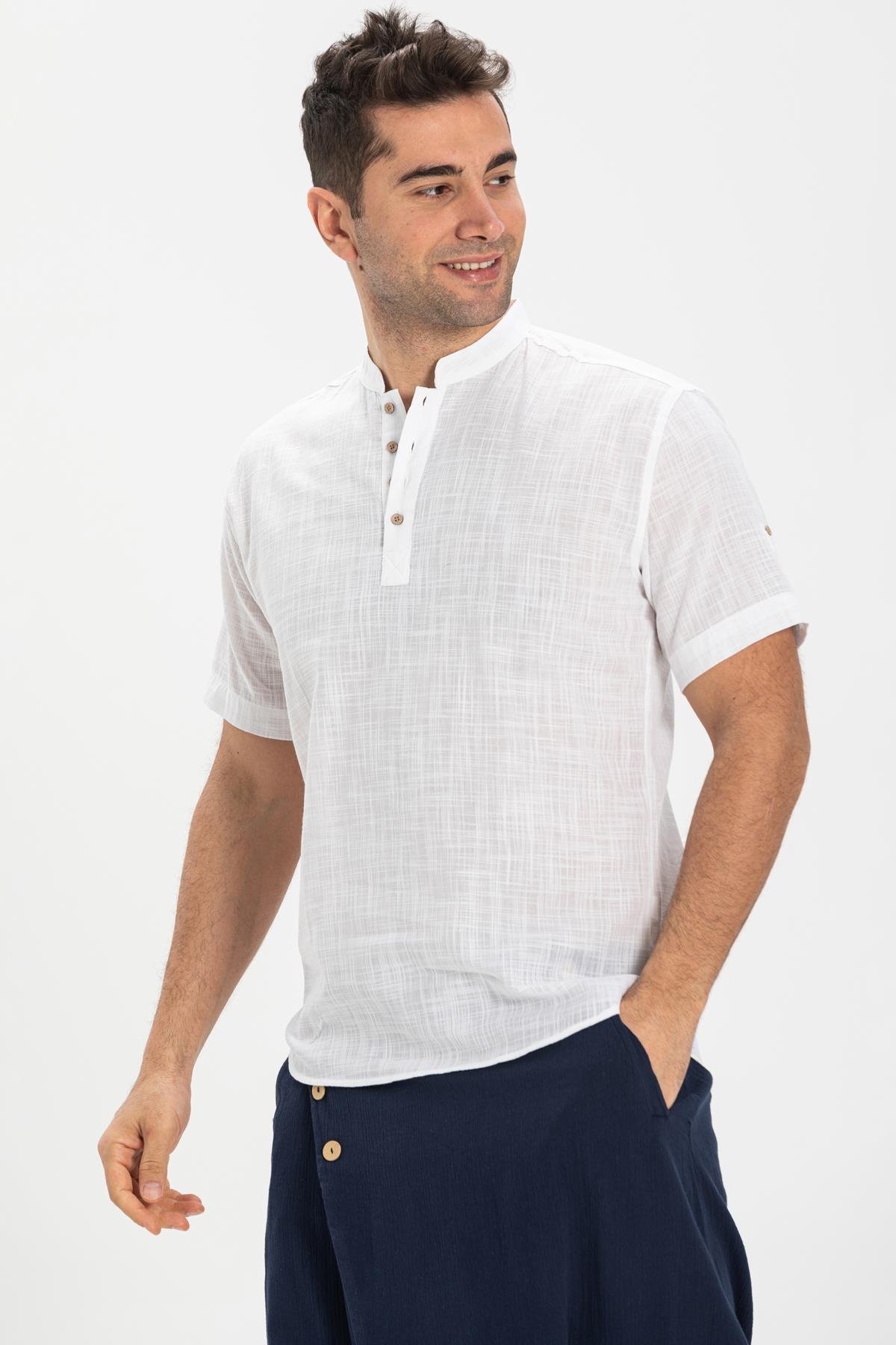 Toptan Kısa Kol Şile Bezi Bodrum T-Shirt Beyaz