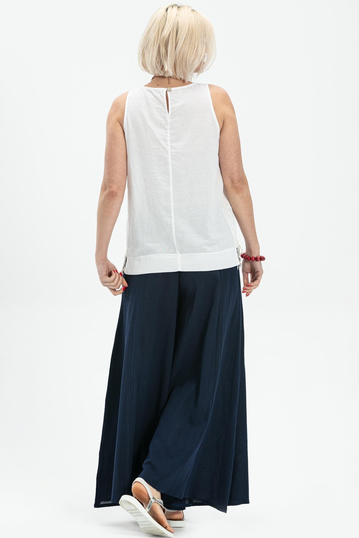 Toptan Kolsuz Poplin Zeyno Bluz Beyaz