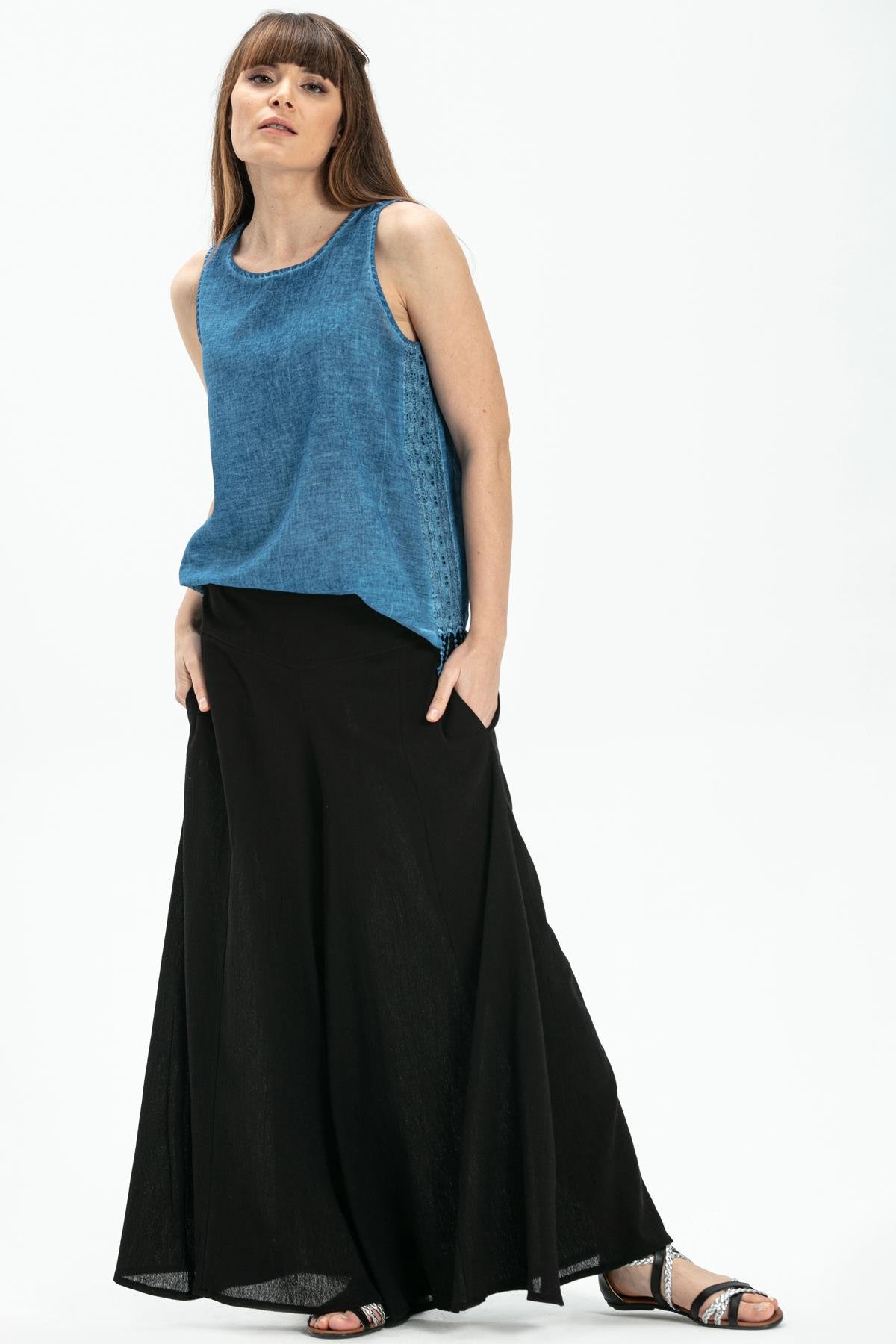 Toptan Kolsuz Poplin Zeyno Bluz İndigo