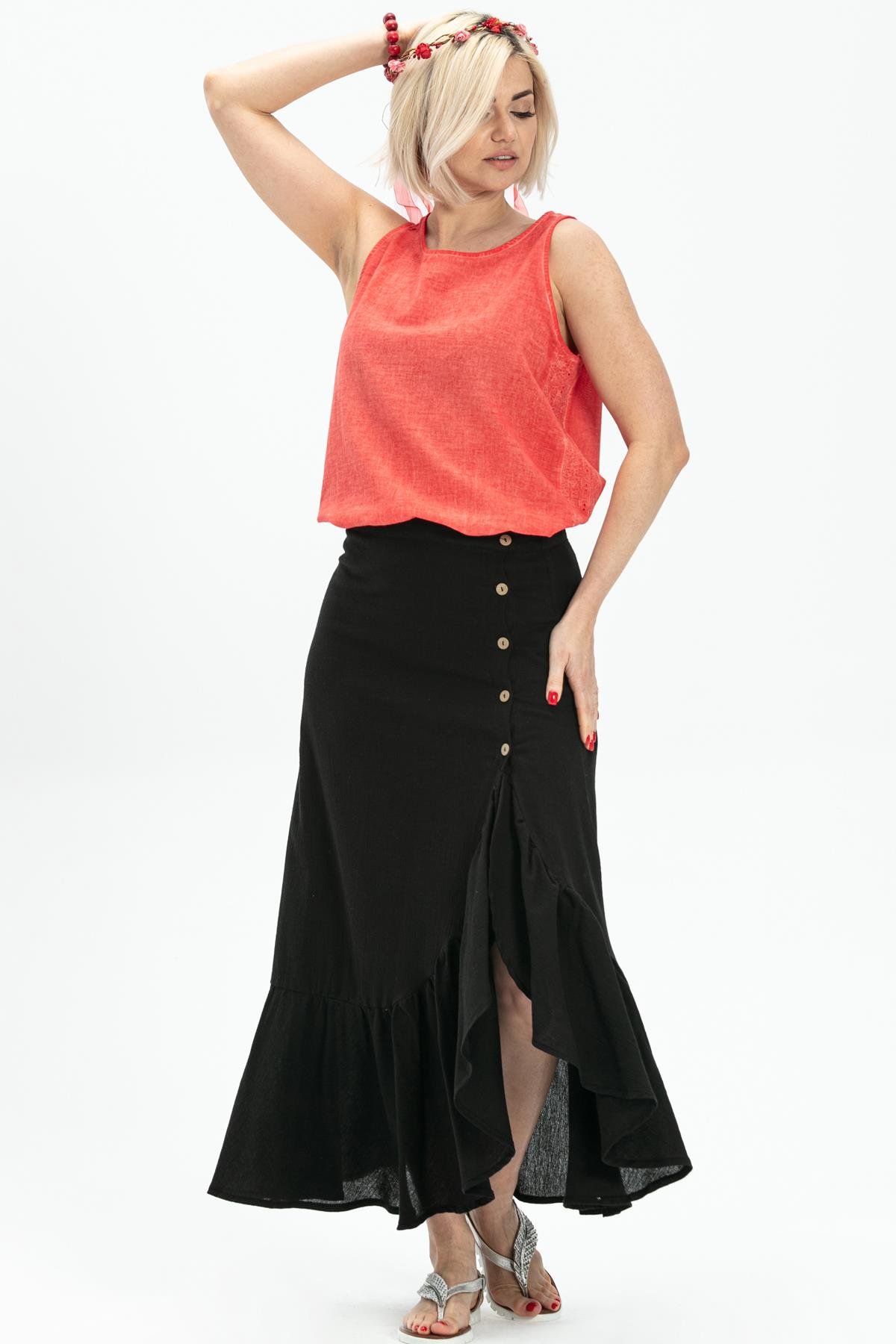 Toptan Kolsuz Poplin Zeyno Bluz Mercan