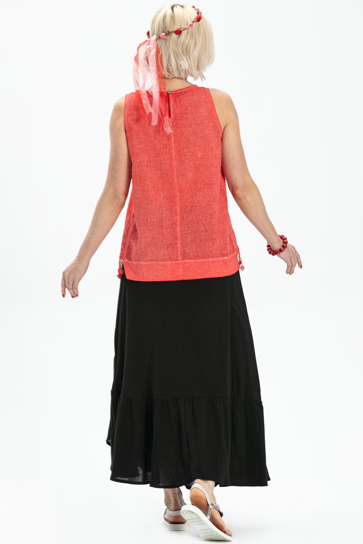 Toptan Kolsuz Poplin Zeyno Bluz Mercan