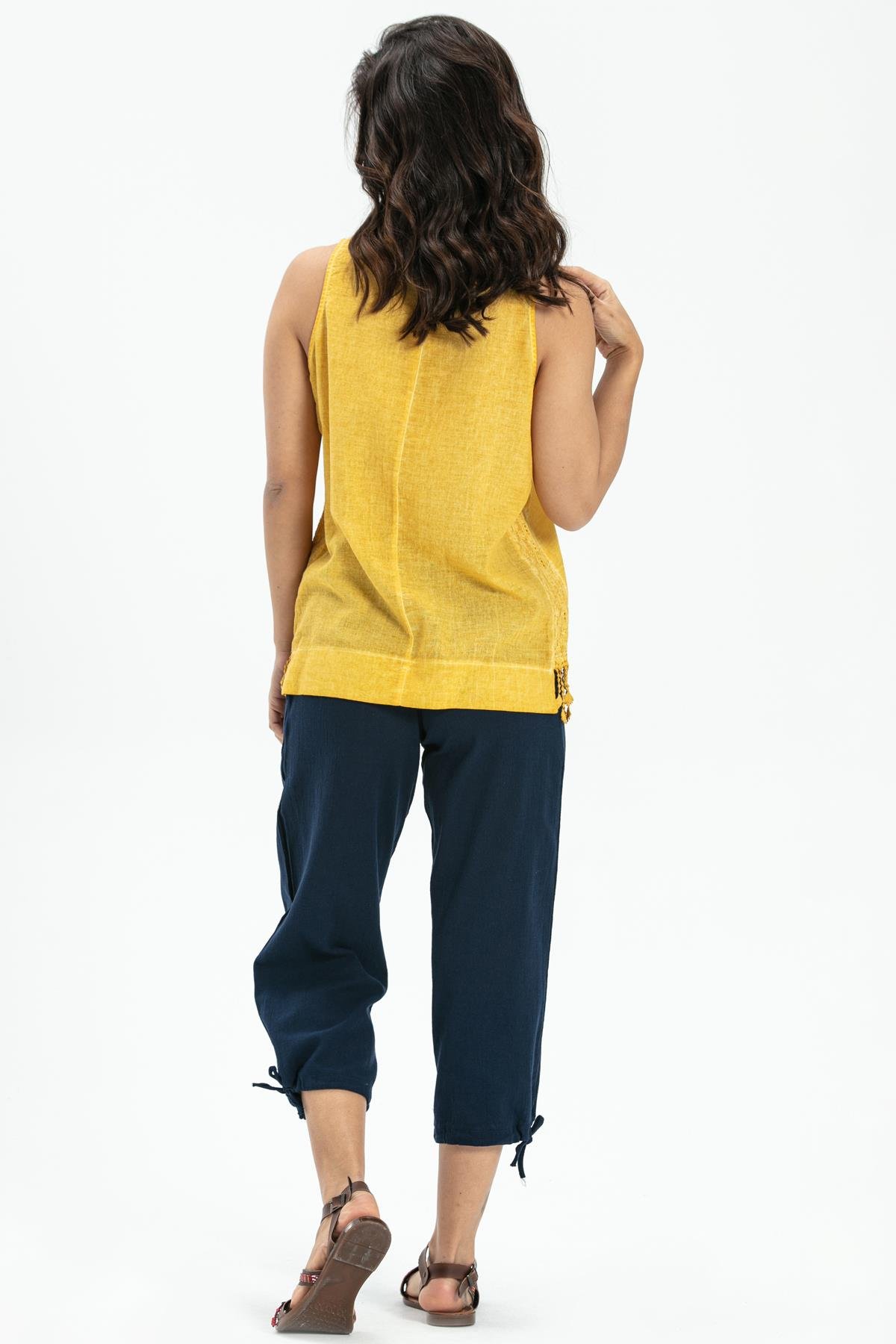 Toptan Kolsuz Poplin Zeyno Bluz Sarı