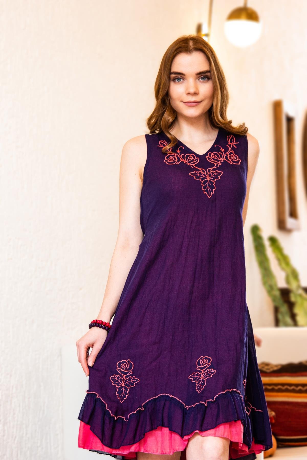 Toptan Kolsuz Vual Jülide Midi Boy Elbise Mor