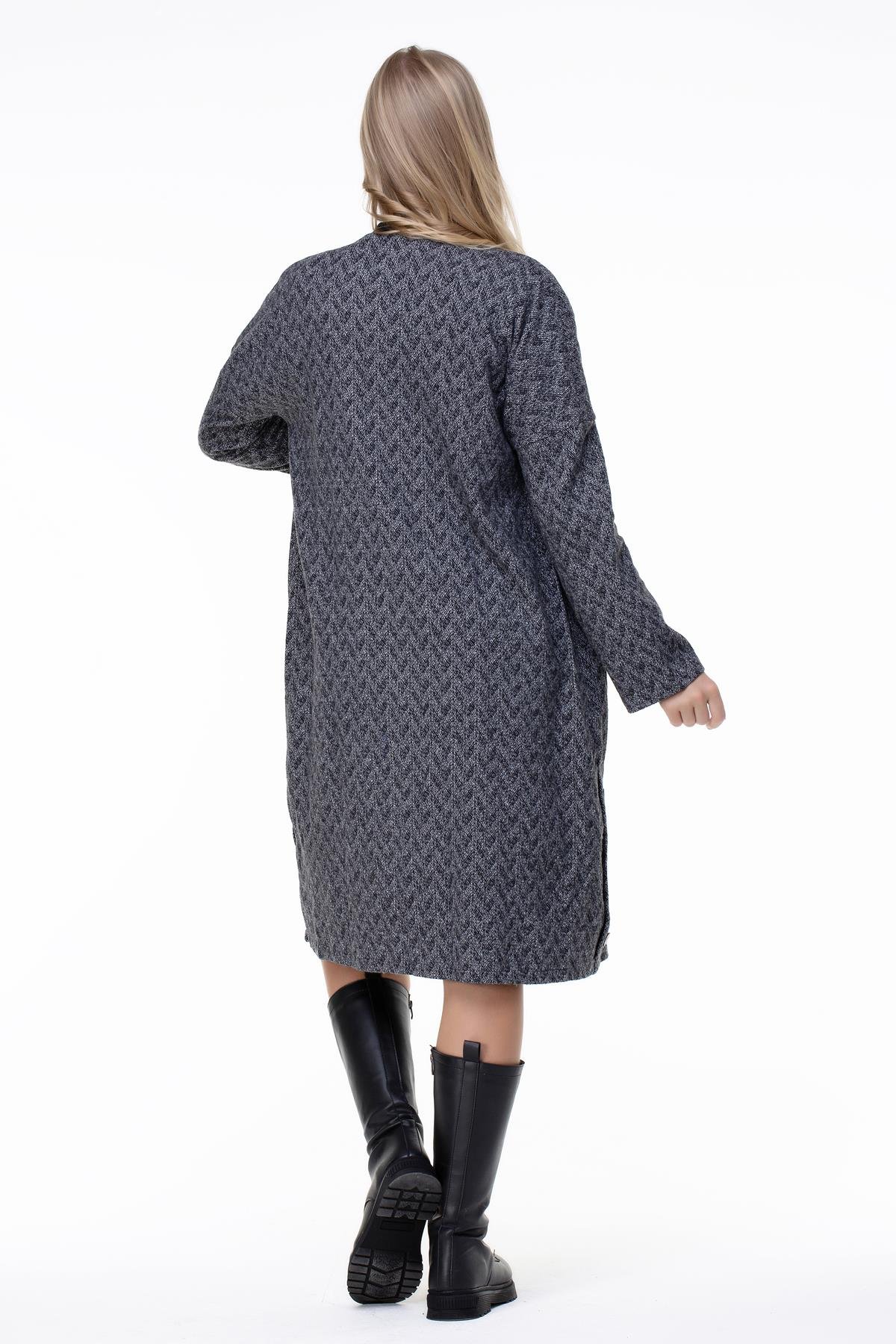 Toptan Kore İnterlog Uzun Ceket Gri