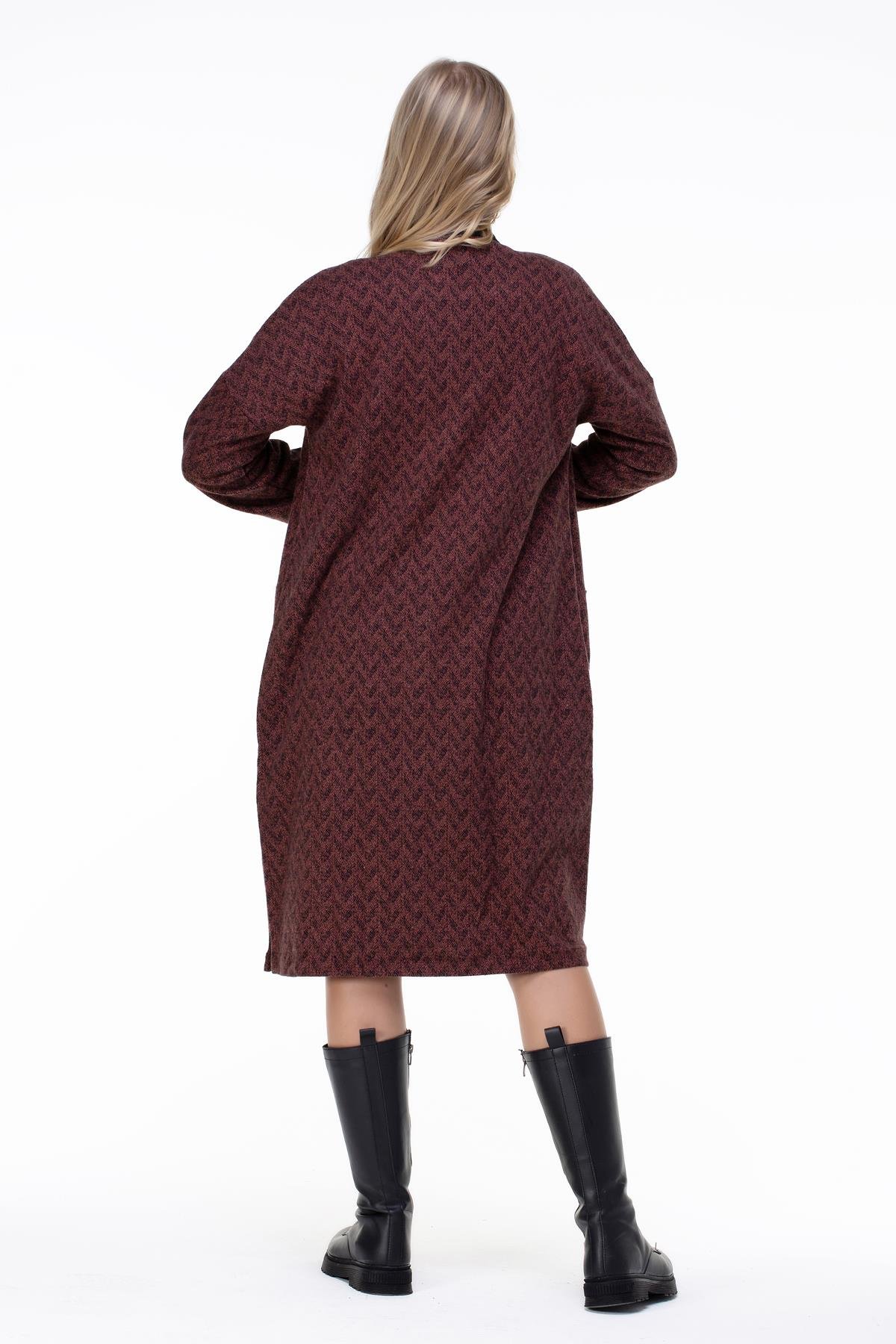 Toptan Kore İnterlog Uzun Ceket Kiremit