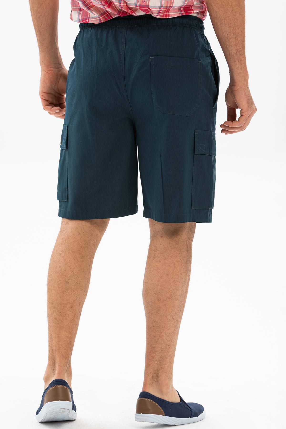 Toptan Lastikli Gabardin Şort Petrol