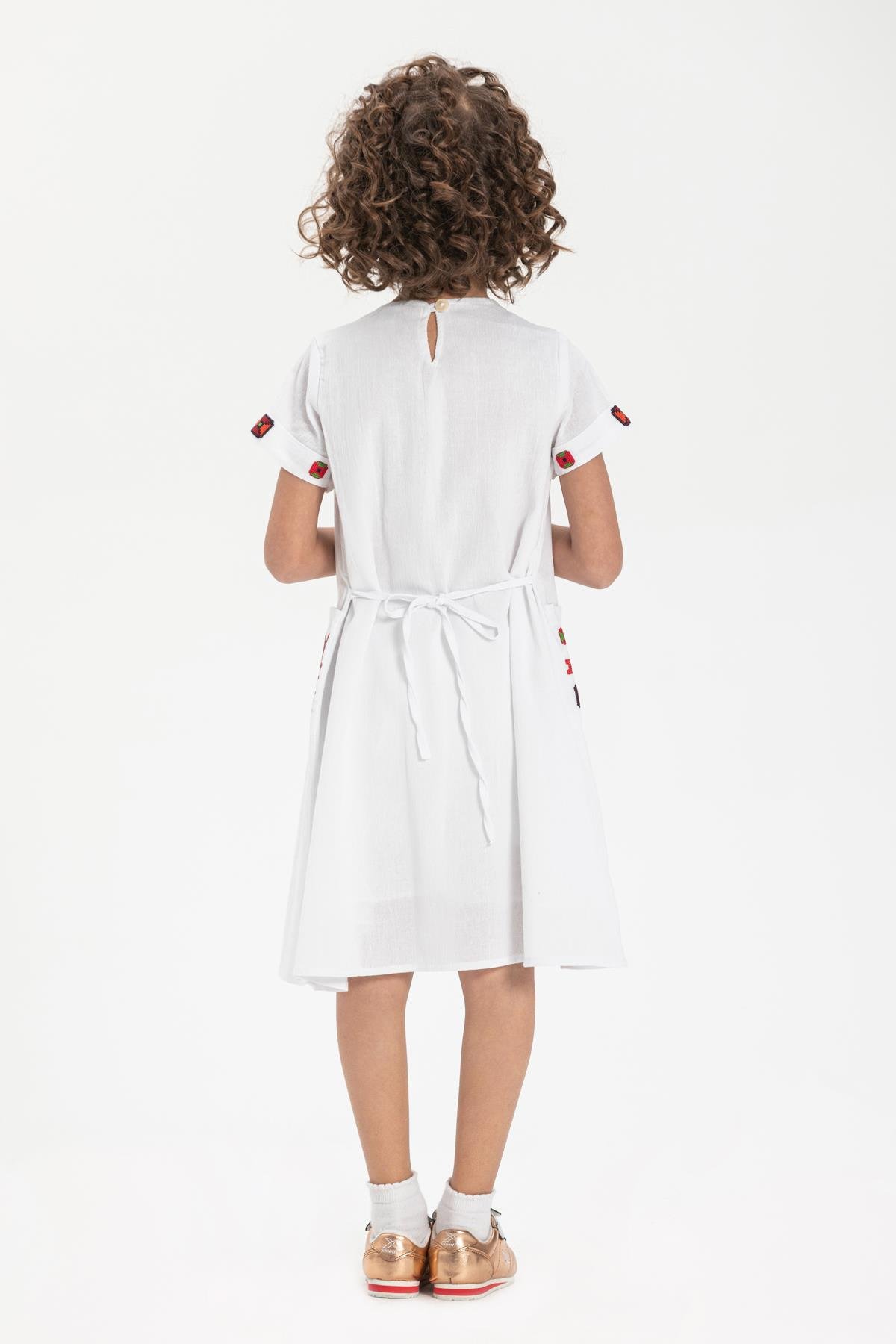 Toptan Melek Şile Bezi Çocuk Elbise Beyaz