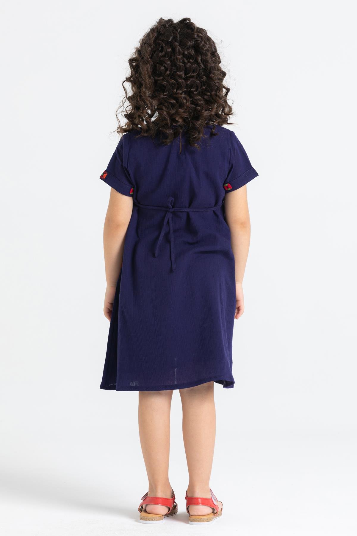 Toptan Melek Şile Bezi Çocuk Elbise Lacivert