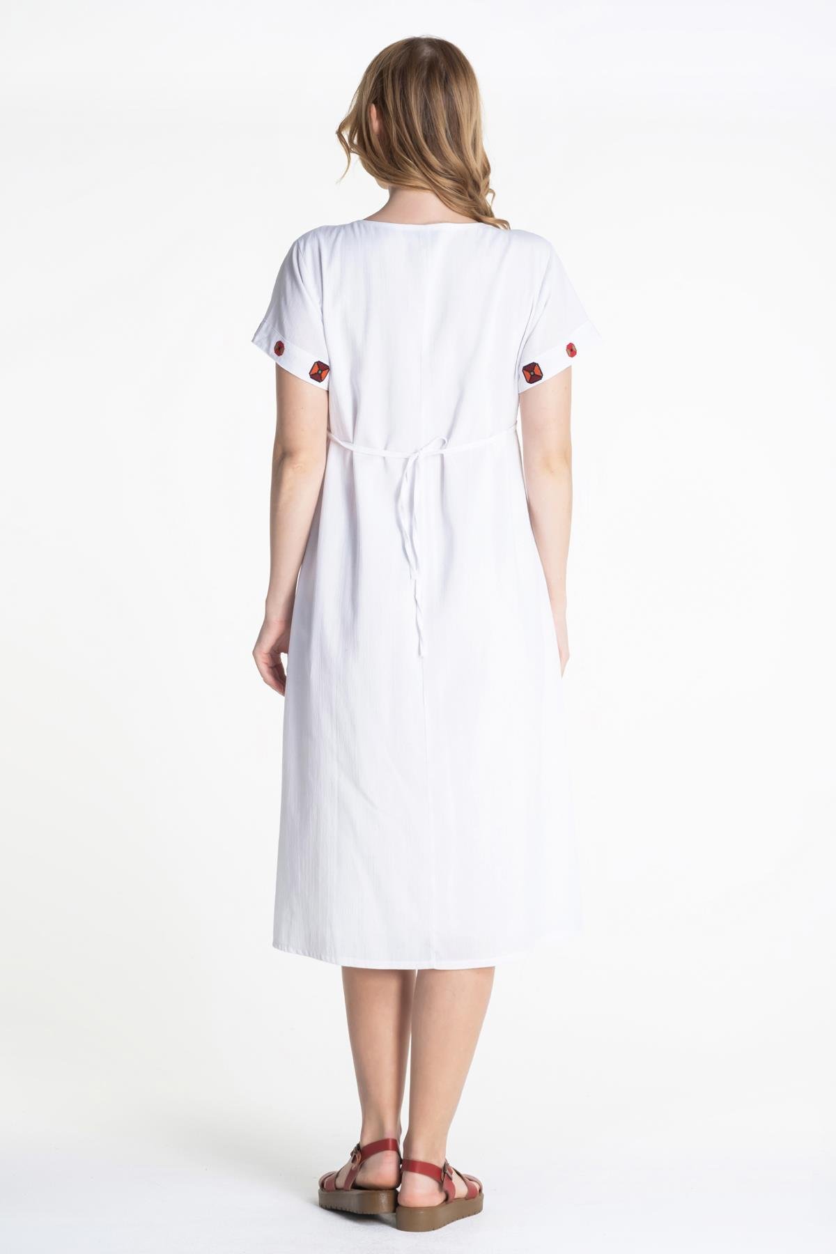 Toptan Melek Şile Bezi Elbise Beyaz