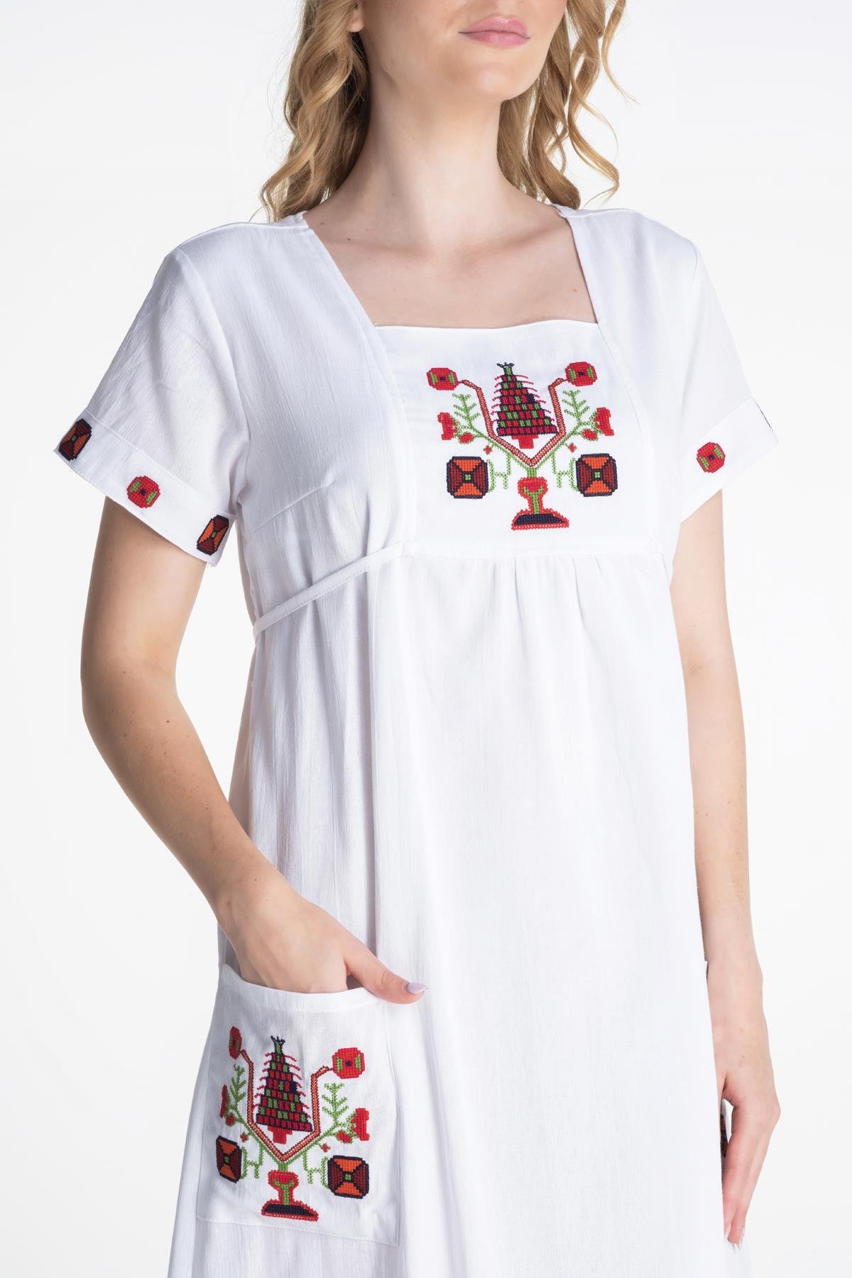 Toptan Melek Şile Bezi Elbise Beyaz