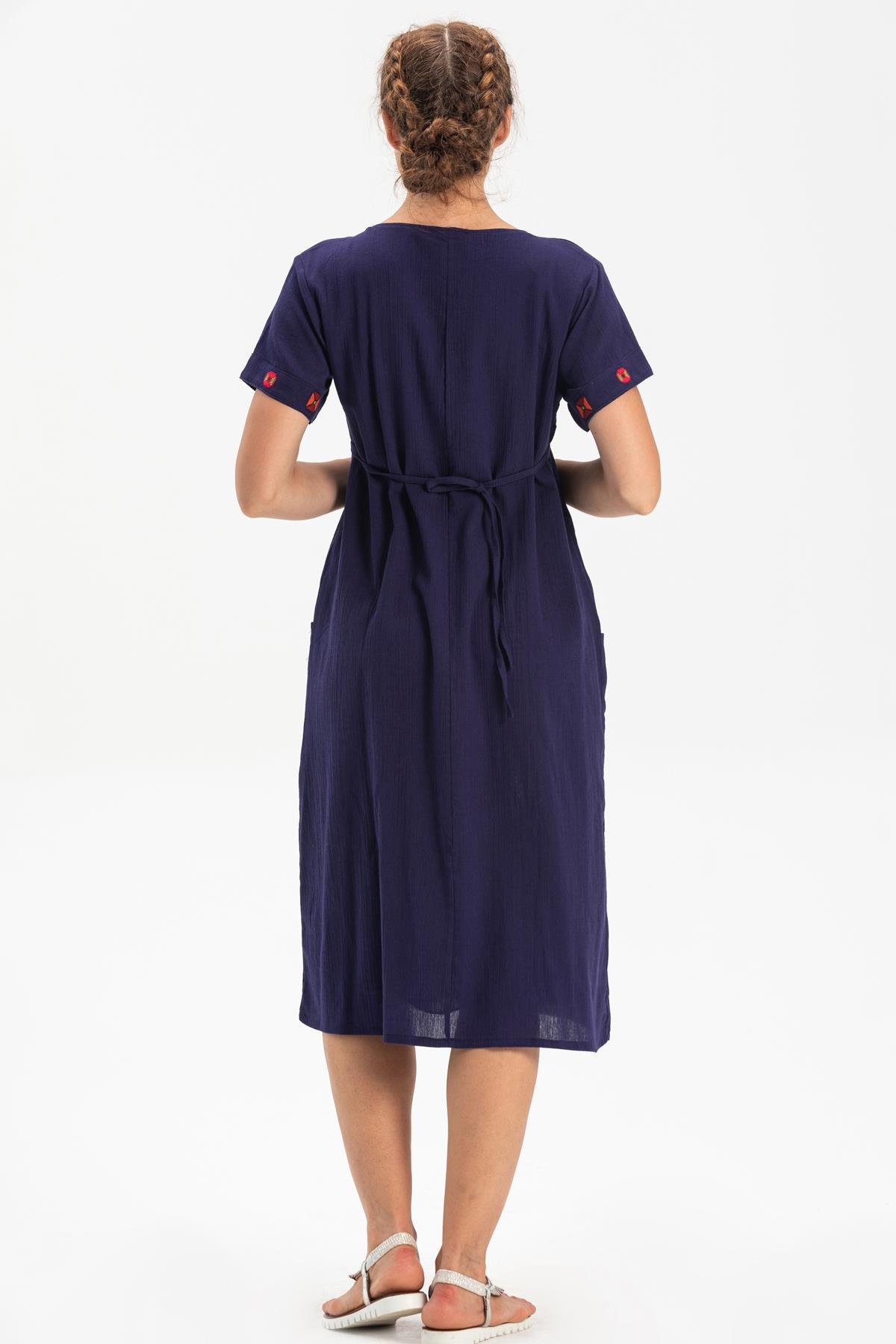 Toptan Melek Şile Bezi Elbise Mor