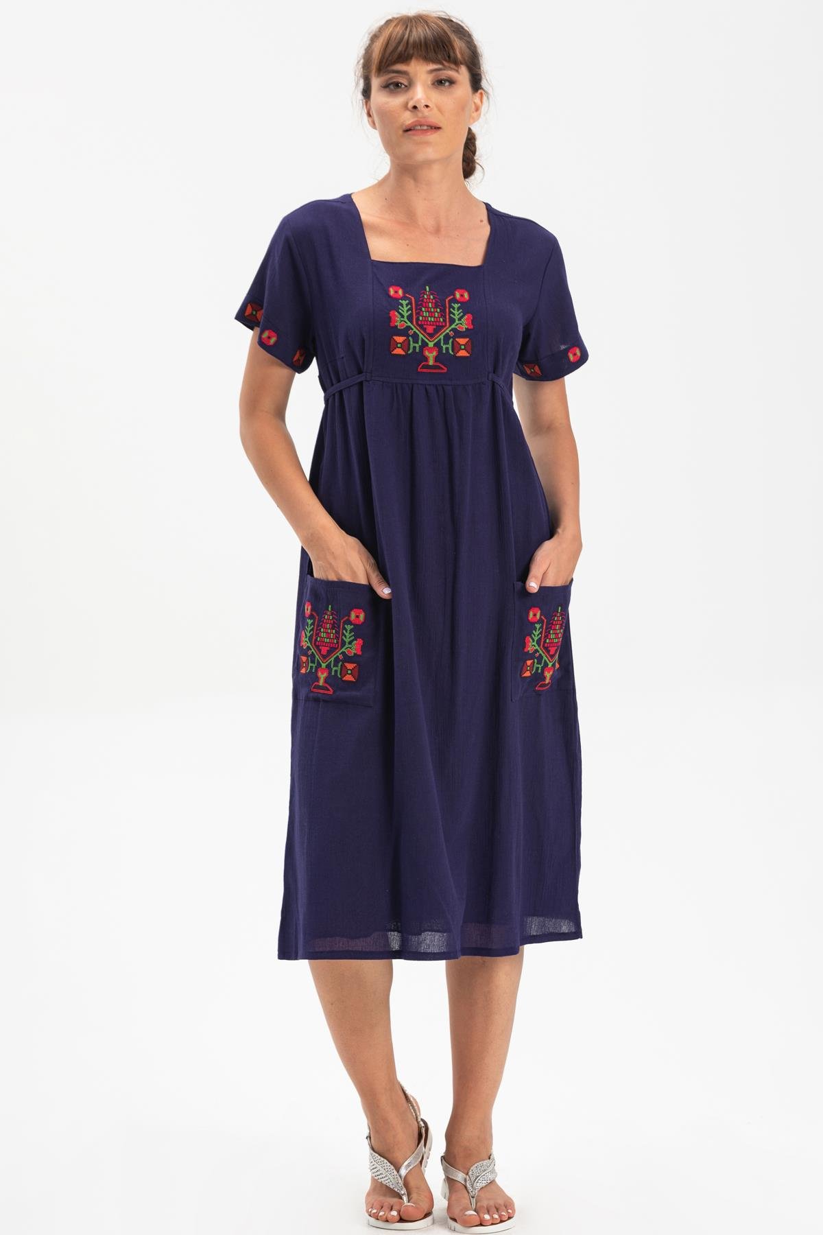 Toptan Melek Şile Bezi Elbise Mor