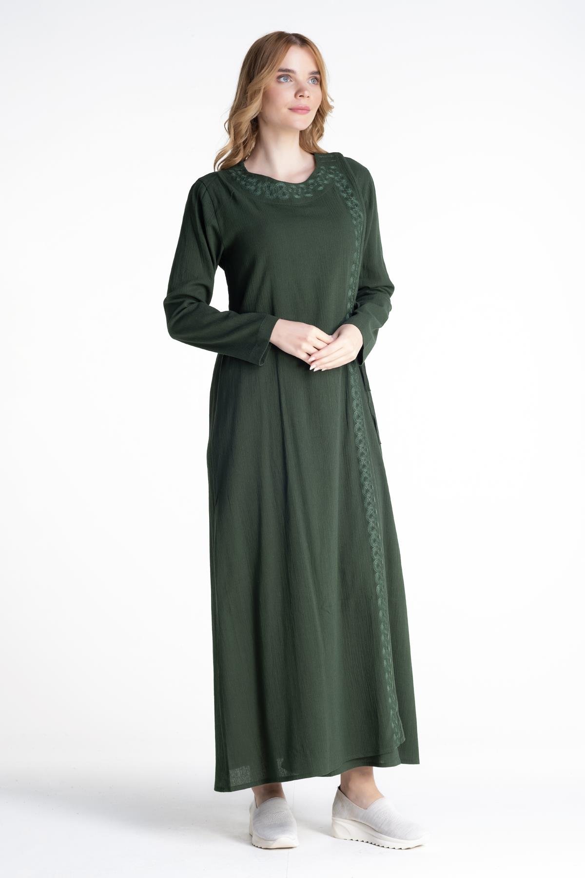 Toptan Nakışlı Ferace Yeşil