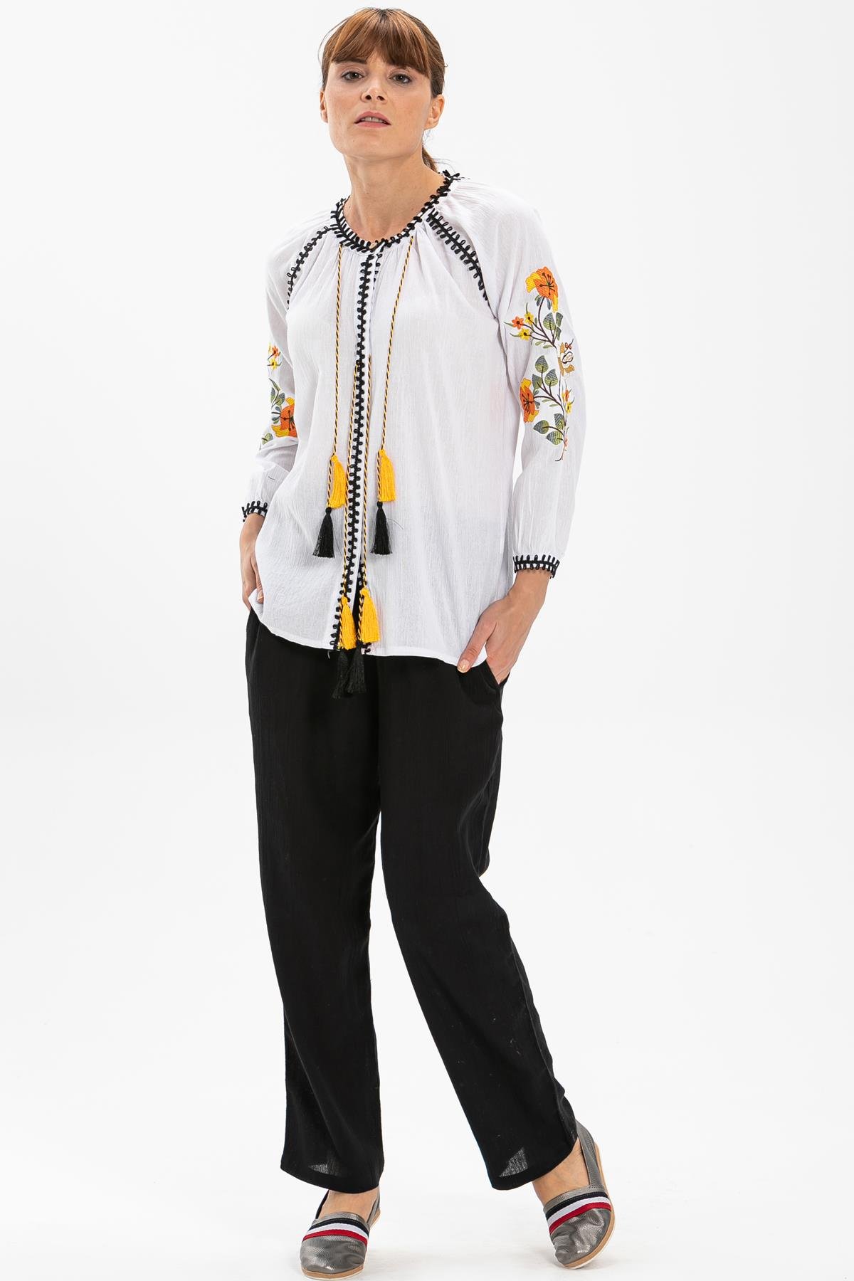 Toptan Nigar Şile Bezi Bluz Beyaz