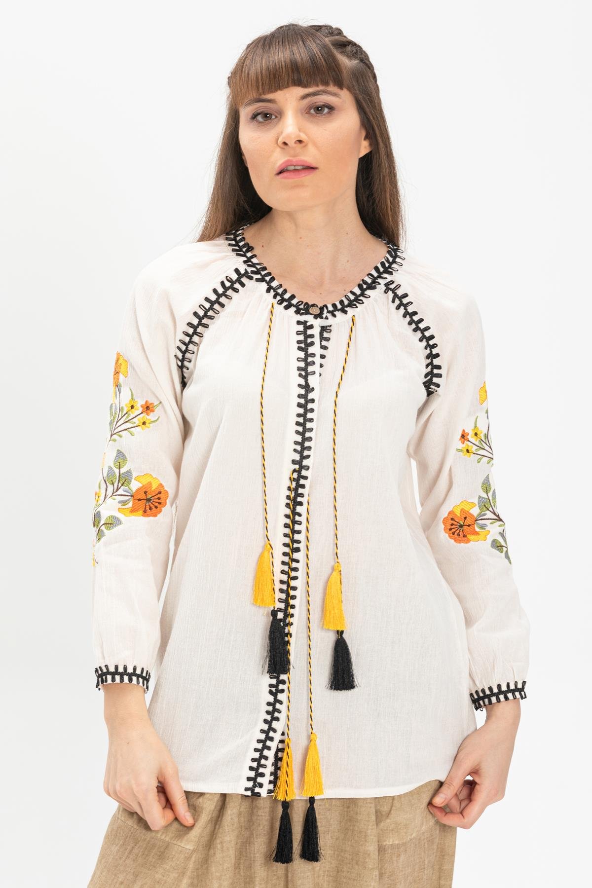 Toptan Nigar Şile Bezi Bluz Krem