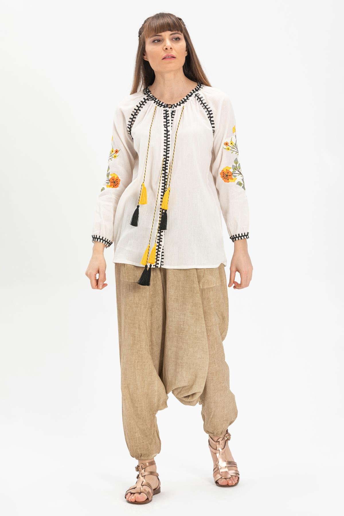 Toptan Nigar Şile Bezi Bluz Krem