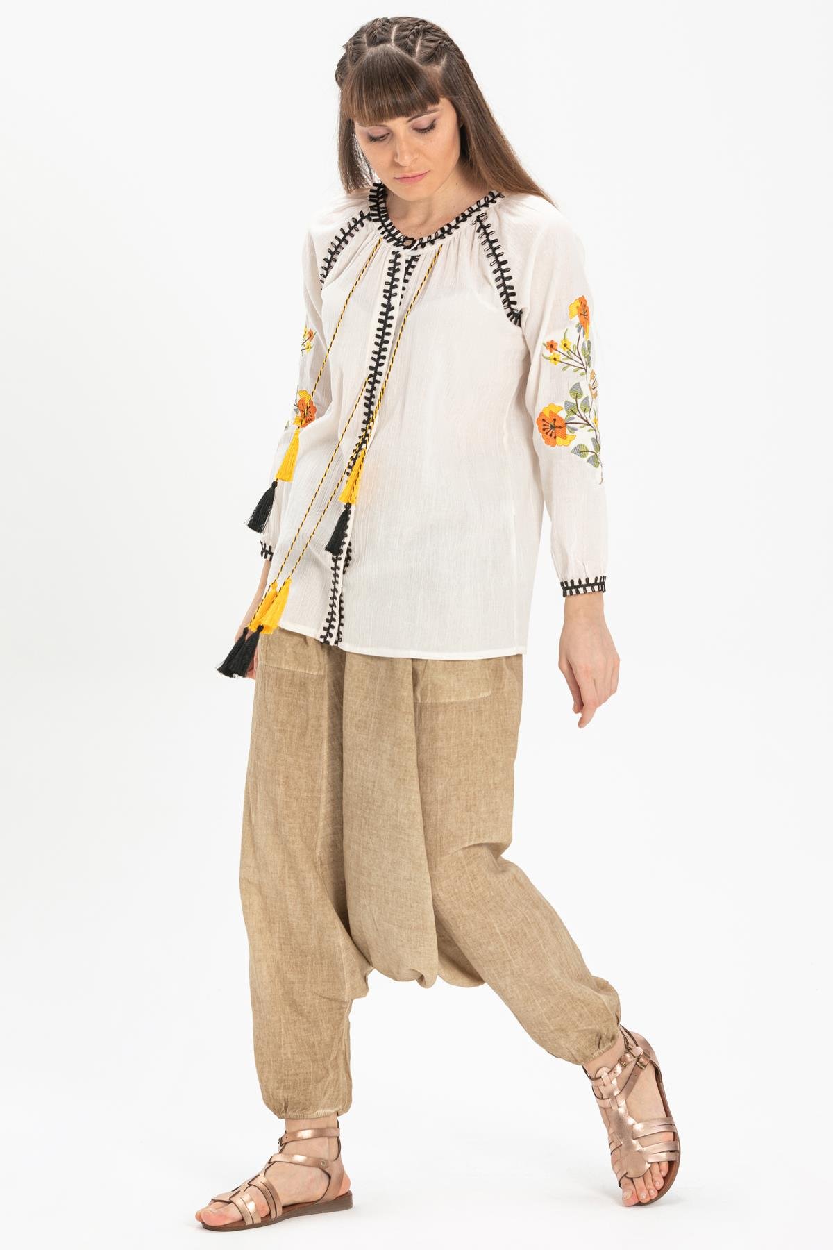 Toptan Nigar Şile Bezi Bluz Krem