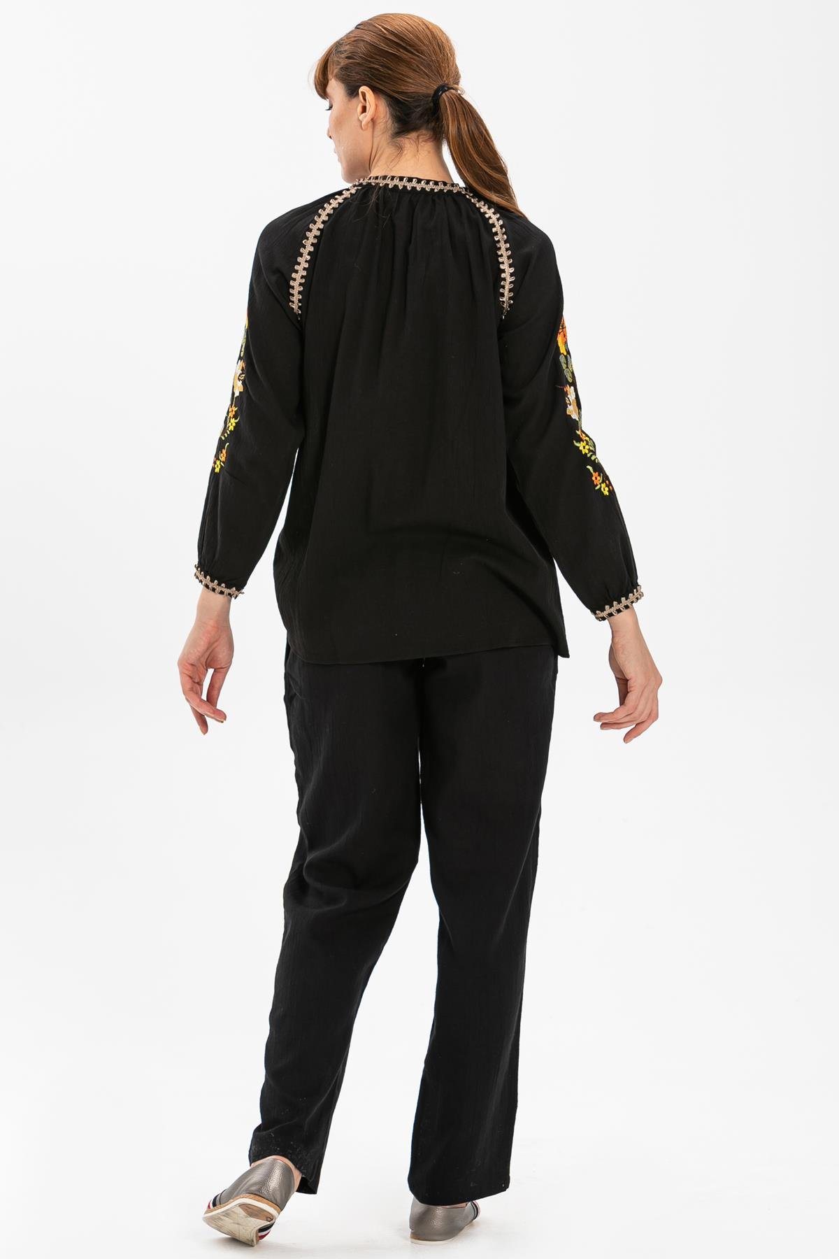 Toptan Nigar Şile Bezi Bluz Siyah