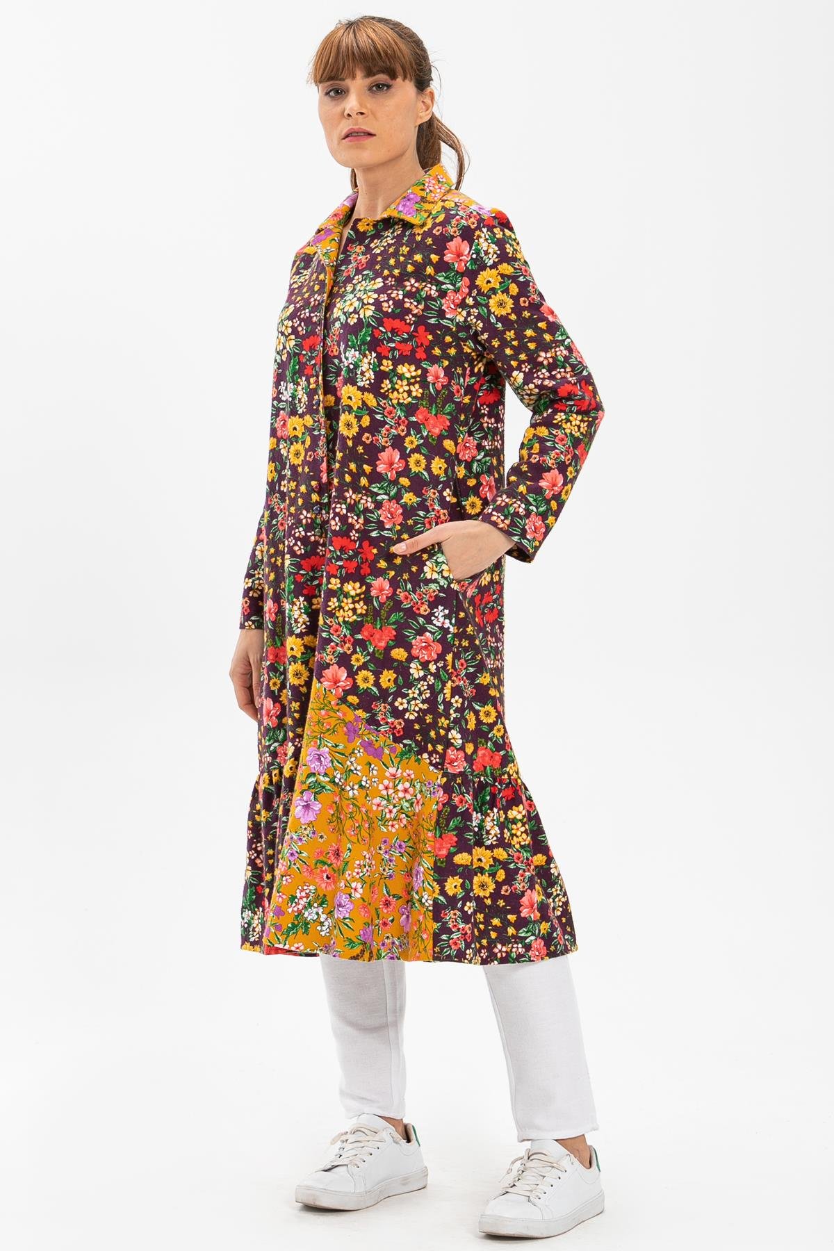 Toptan Nihal Pazen Tunik Bahar Desen Mor