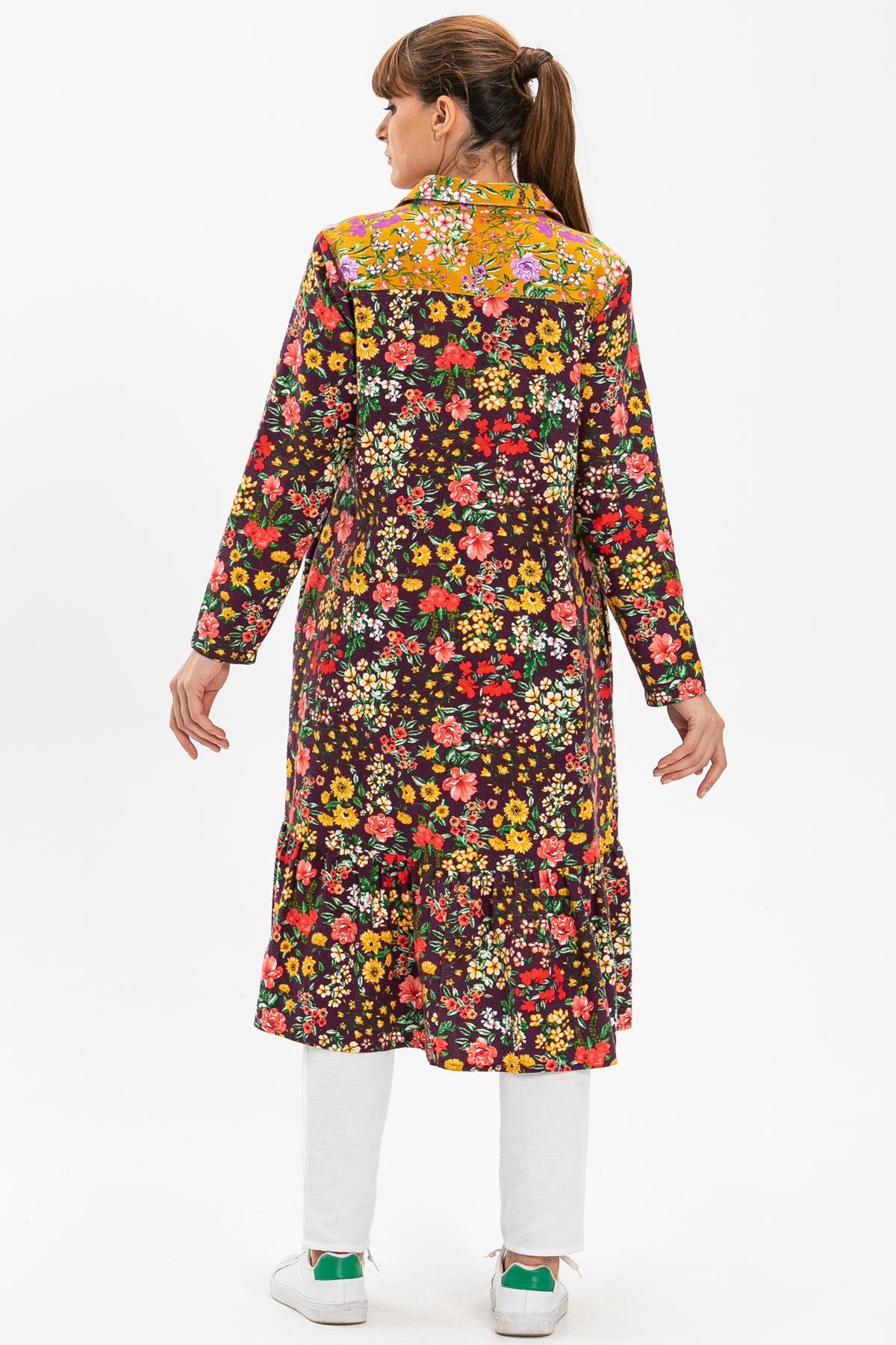 Toptan Nihal Pazen Tunik Bahar Desen Mor
