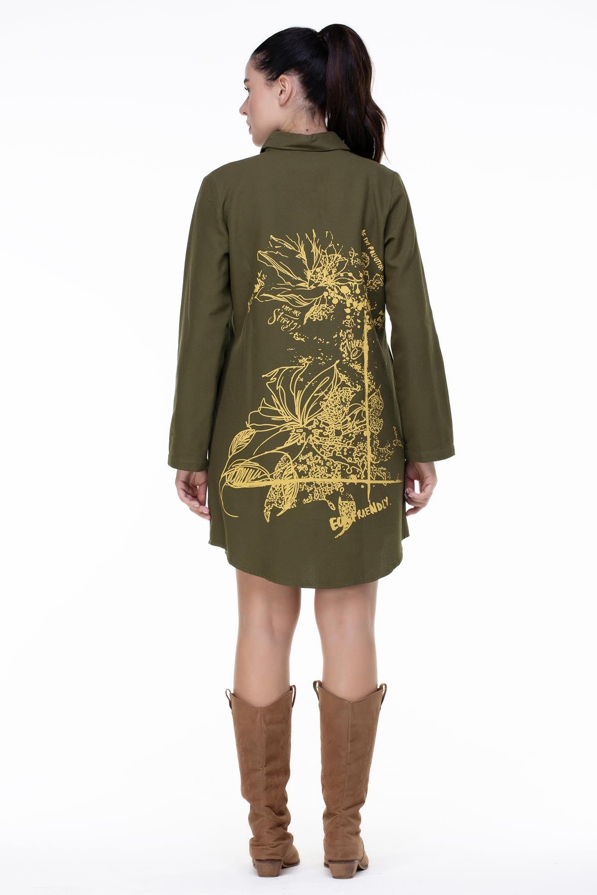 Toptan Nuray Baskılı Pazen Tunik Haki