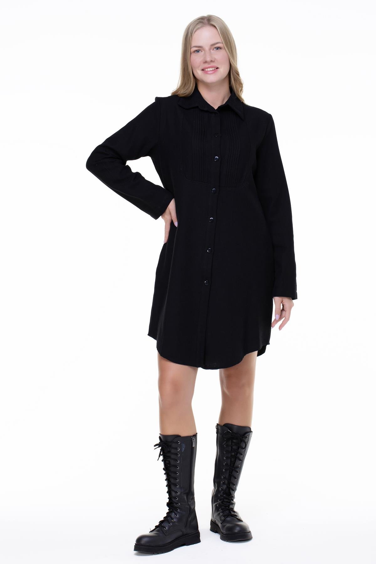 Toptan Nuray Baskılı Pazen Tunik Siyah