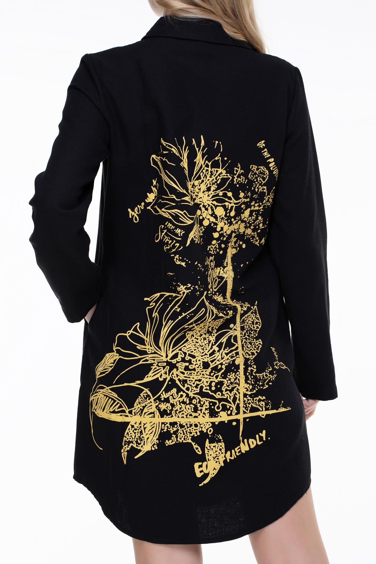 Toptan Nuray Baskılı Pazen Tunik Siyah