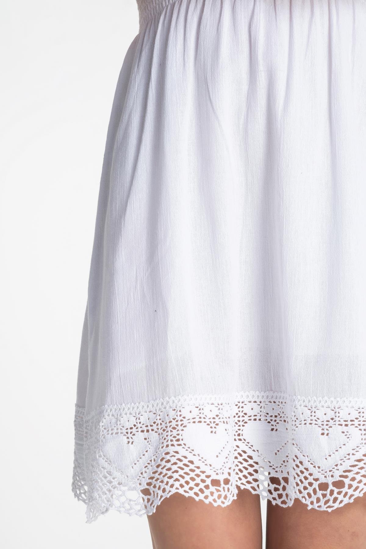 Toptan Örgülü Şile Bezi Elbise Beyaz