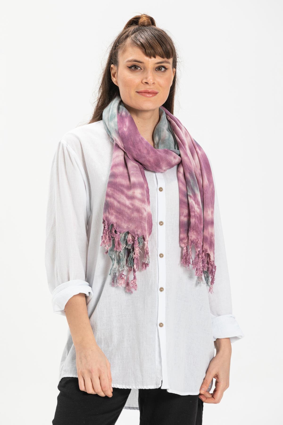 Toptan Pamuk Batikli Şal Mürdüm Mrd
