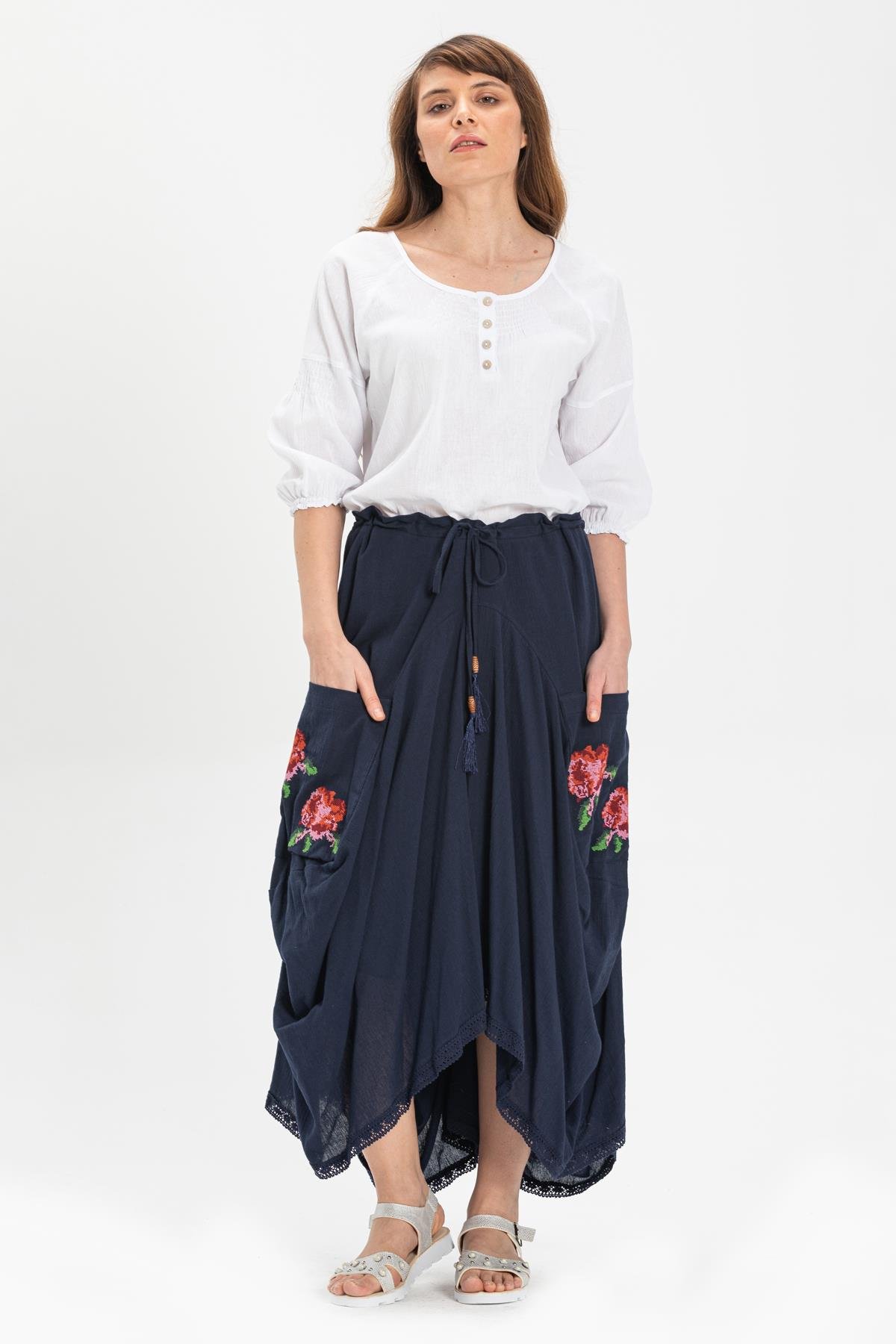 Toptan Rumeli Şile Bezi Etek Lacivert