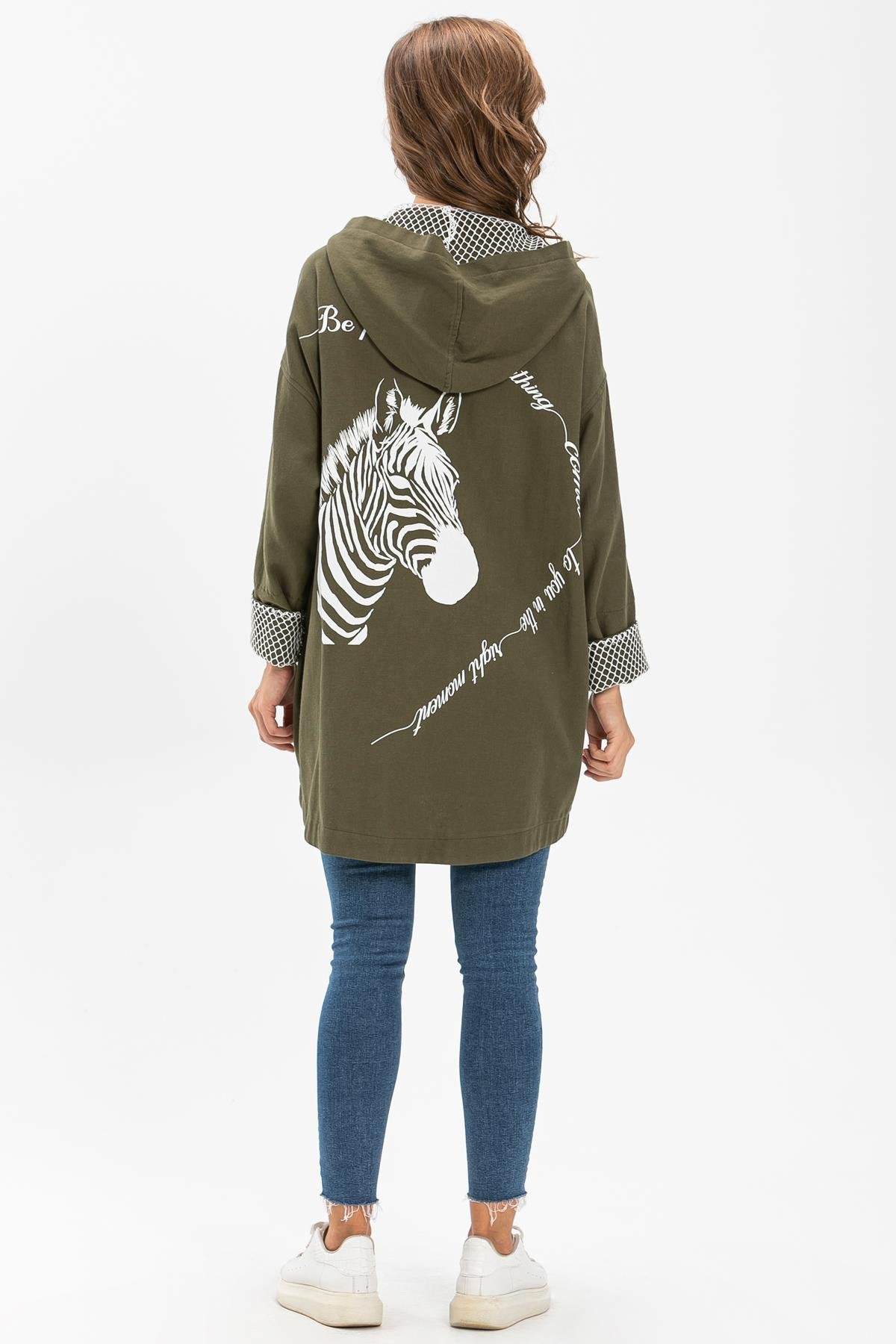 Toptan Safari Baskılı Pazen Ceket Haki