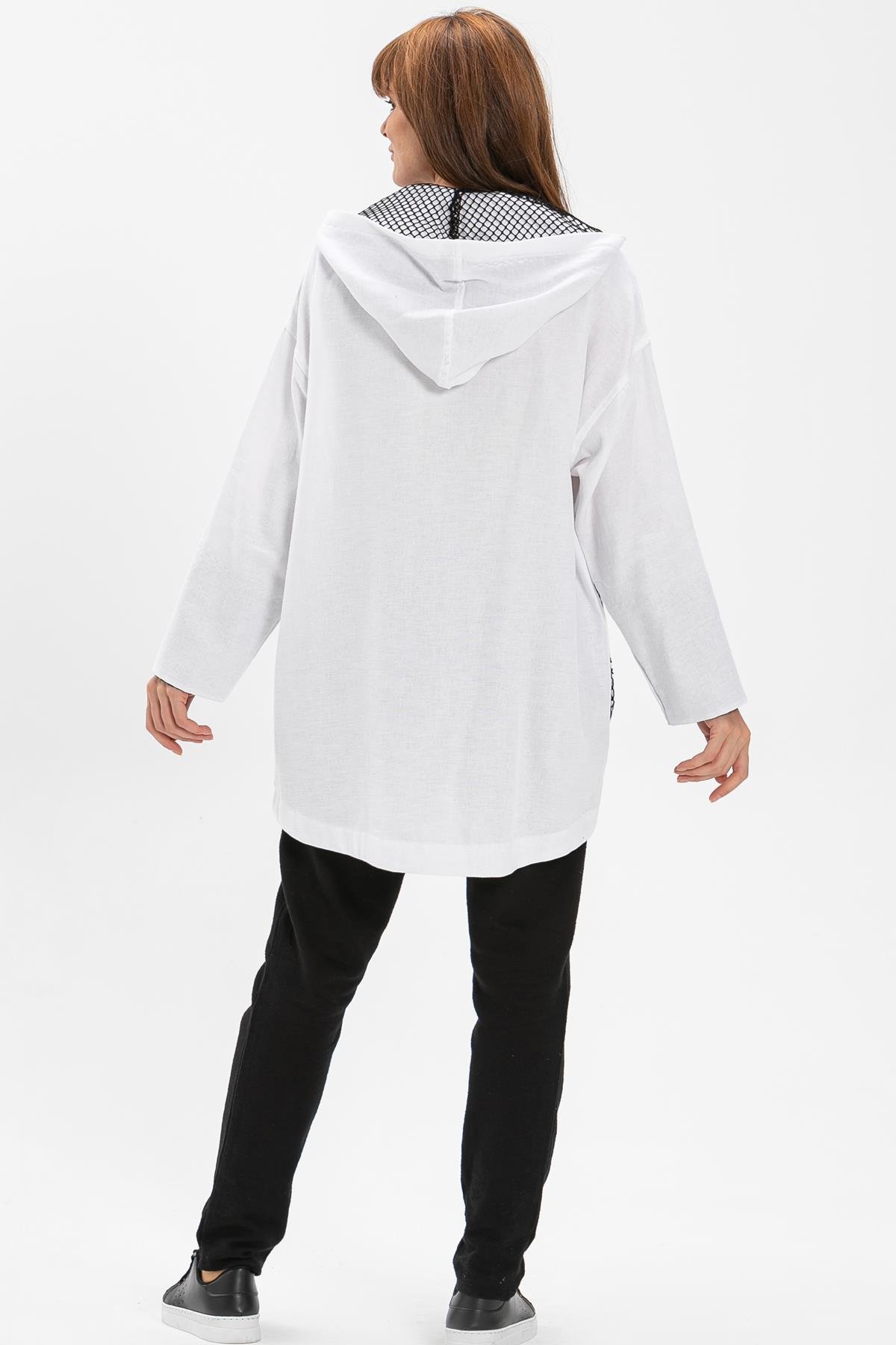 Toptan Safari Pazen Ceket Beyaz