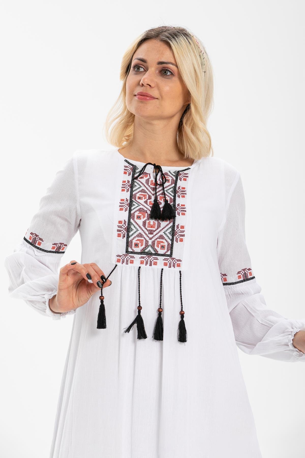 Toptan Seher Şile Bezi Elbise Beyaz