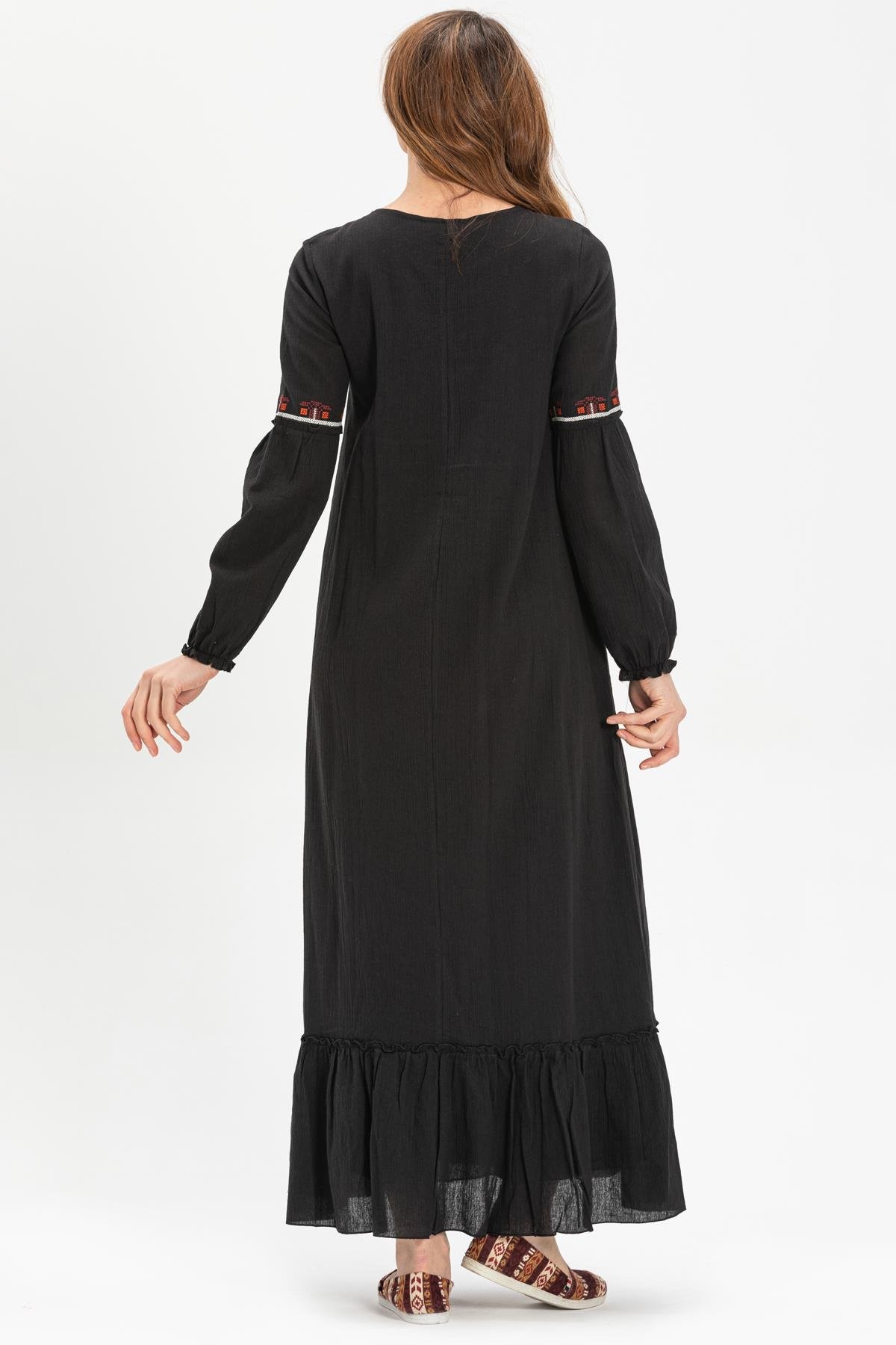 Toptan Seher Şile Bezi Elbise Siyah