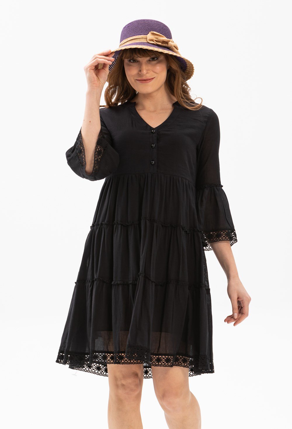 Toptan Şeyma Vual Kısa Elbise Siyah